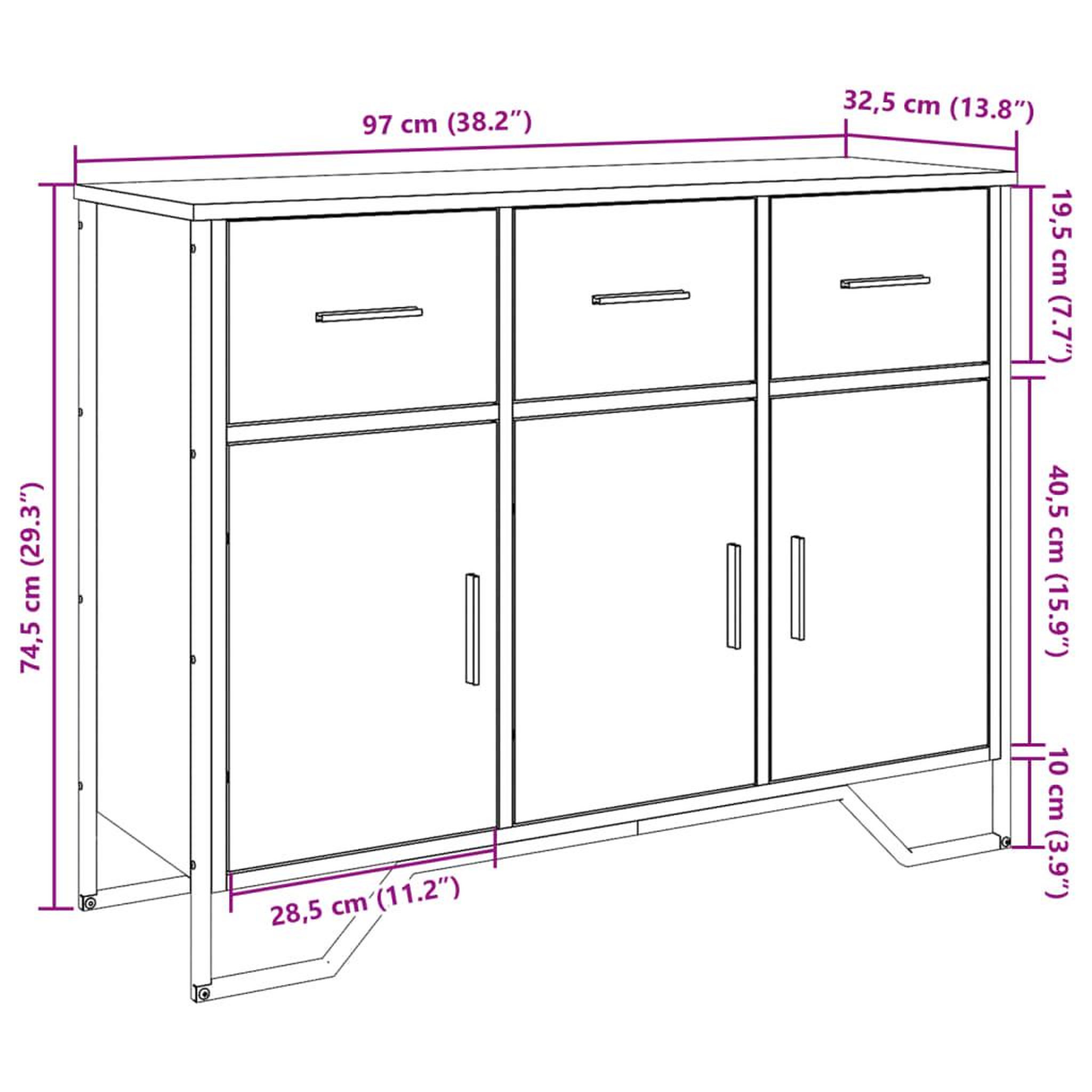 Voir la diapositive 6 : VIDAXL Buffet noir 97x32,5x74,5 cm bois d'ingenierie