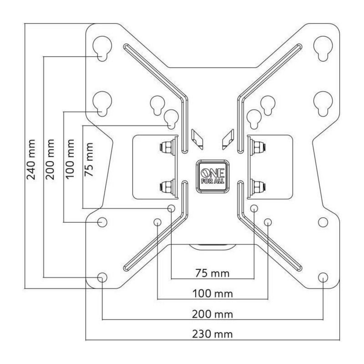 ONEFORALL1 ONE FOR ALL WM2241 - Support mural avec reglage dinclinaison et de rotation 90 pour TV de 13 a 40 33 a 102cm - Noir
