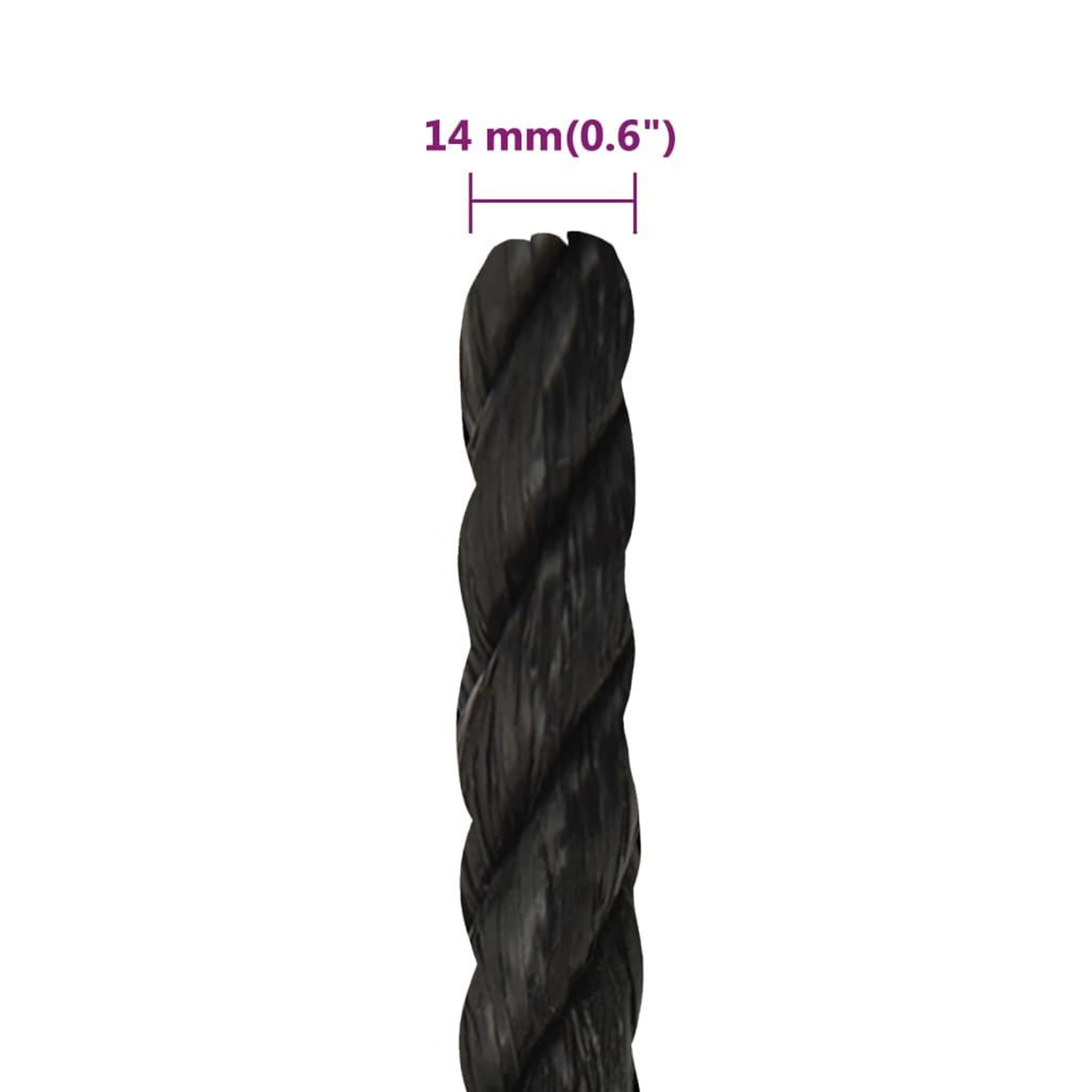 Voir la diapositive 6 : VIDAXL Corde de travail Noir 14 mm 50 m polypropylene
