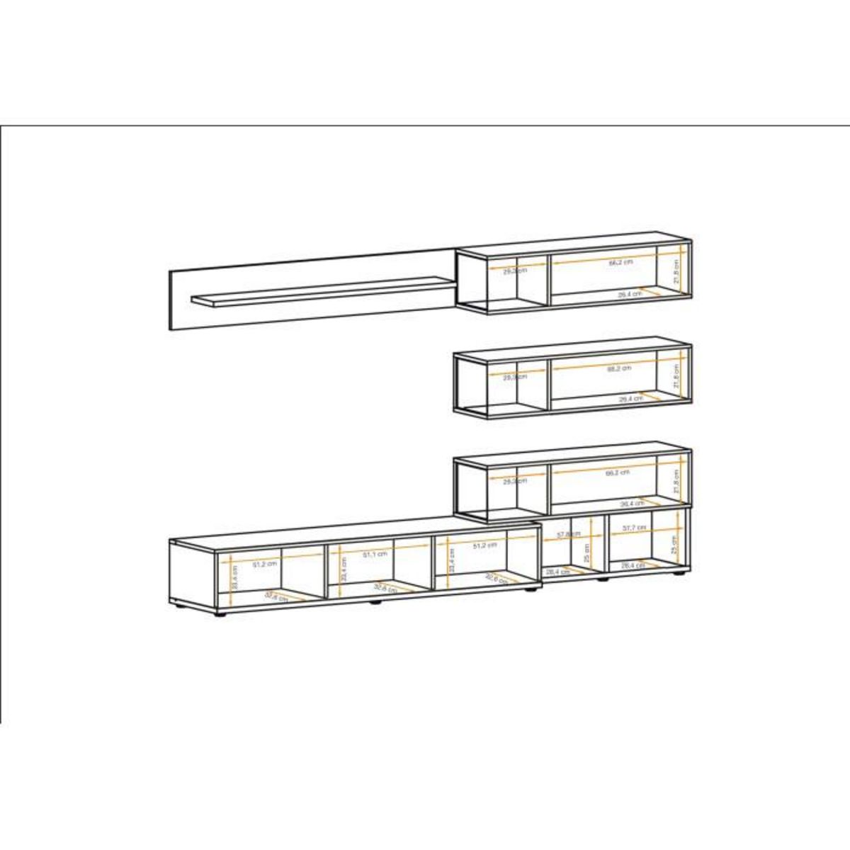 Paris Prix Meuble TV Design  Silk  240cm Blanc & Naturel