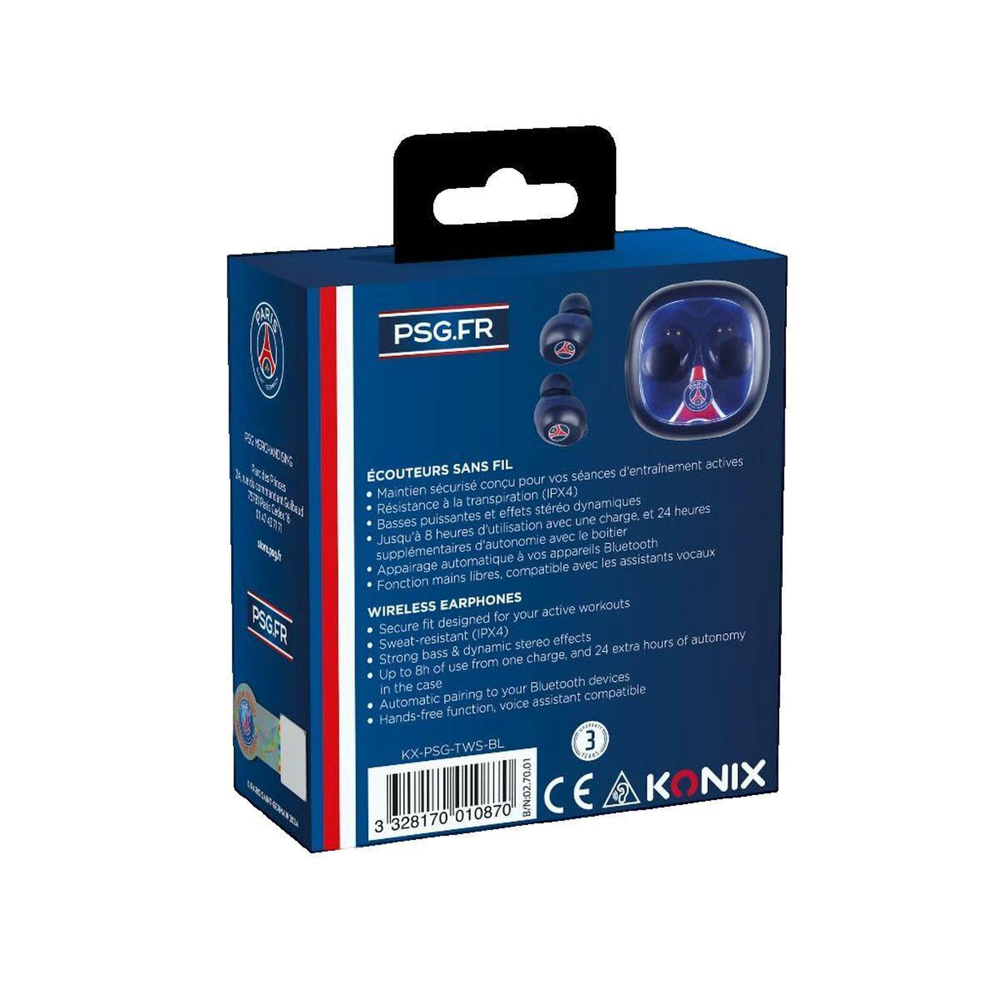 Voir la diapositive 2 : Konix Écouteurs sport Konix Bluetooth sans fil bleu