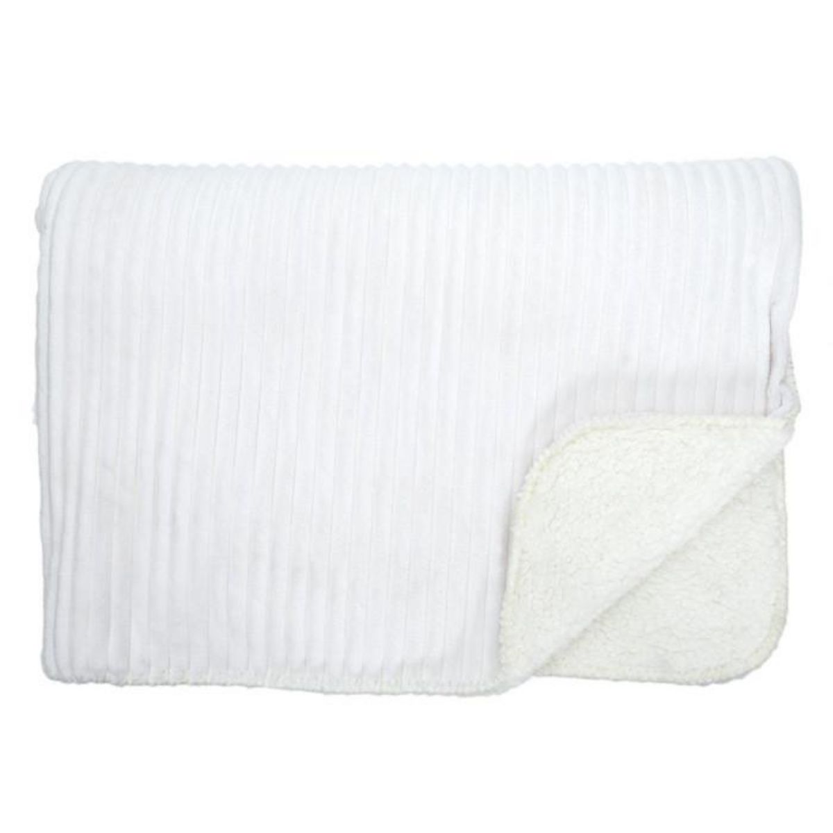 Paris Prix Plaid Flanelle Côtelé  Sherpa  180x220cm Écru