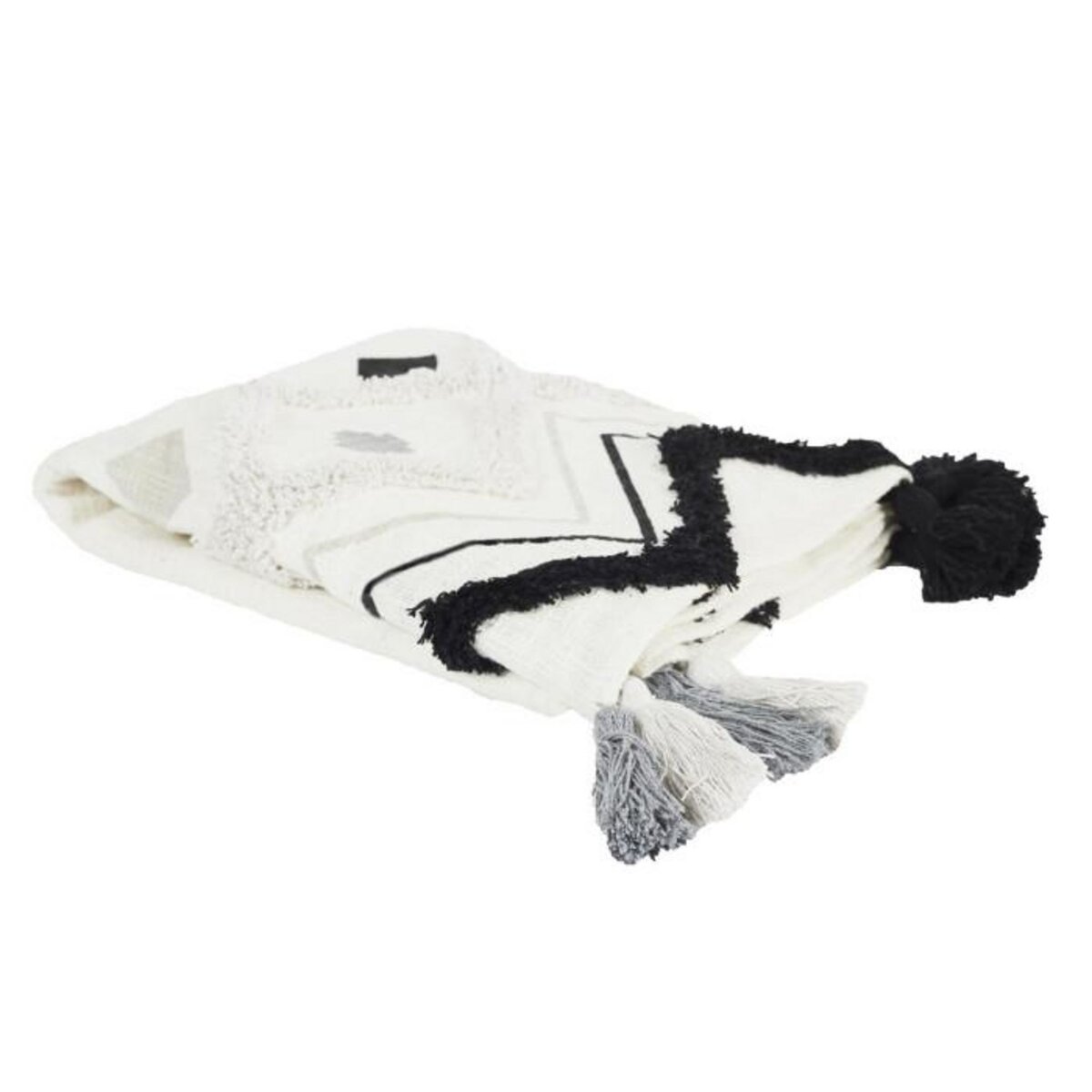 Paris Prix Jeté de Canapé Tufté  Ethnique  130x150cm Blanc