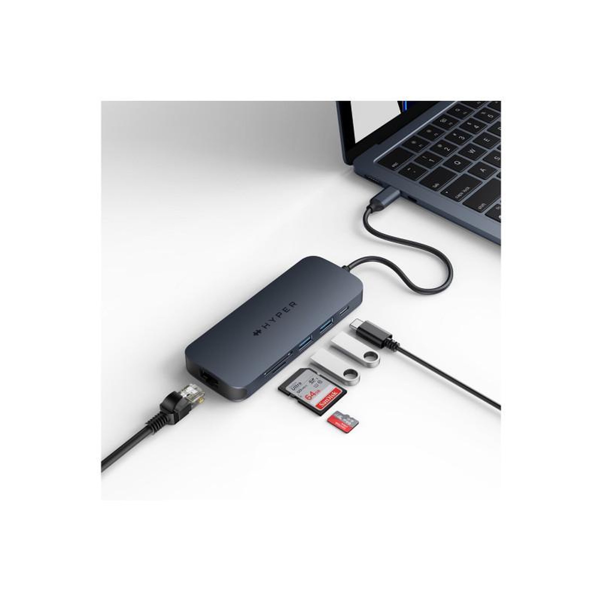 Voir la diapositive 2 : HYPER Adaptateur et convertisseur Hyper HUB USBC 8 EN 1 ECOSMART GENERATION 2 140 W PD 3.1