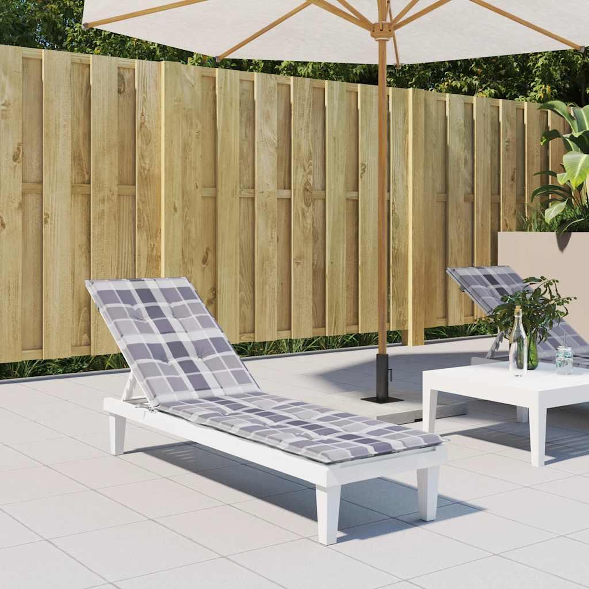 VIDAXL Coussin de chaise de terrasse carreaux gris (75+105)x50x4 cm