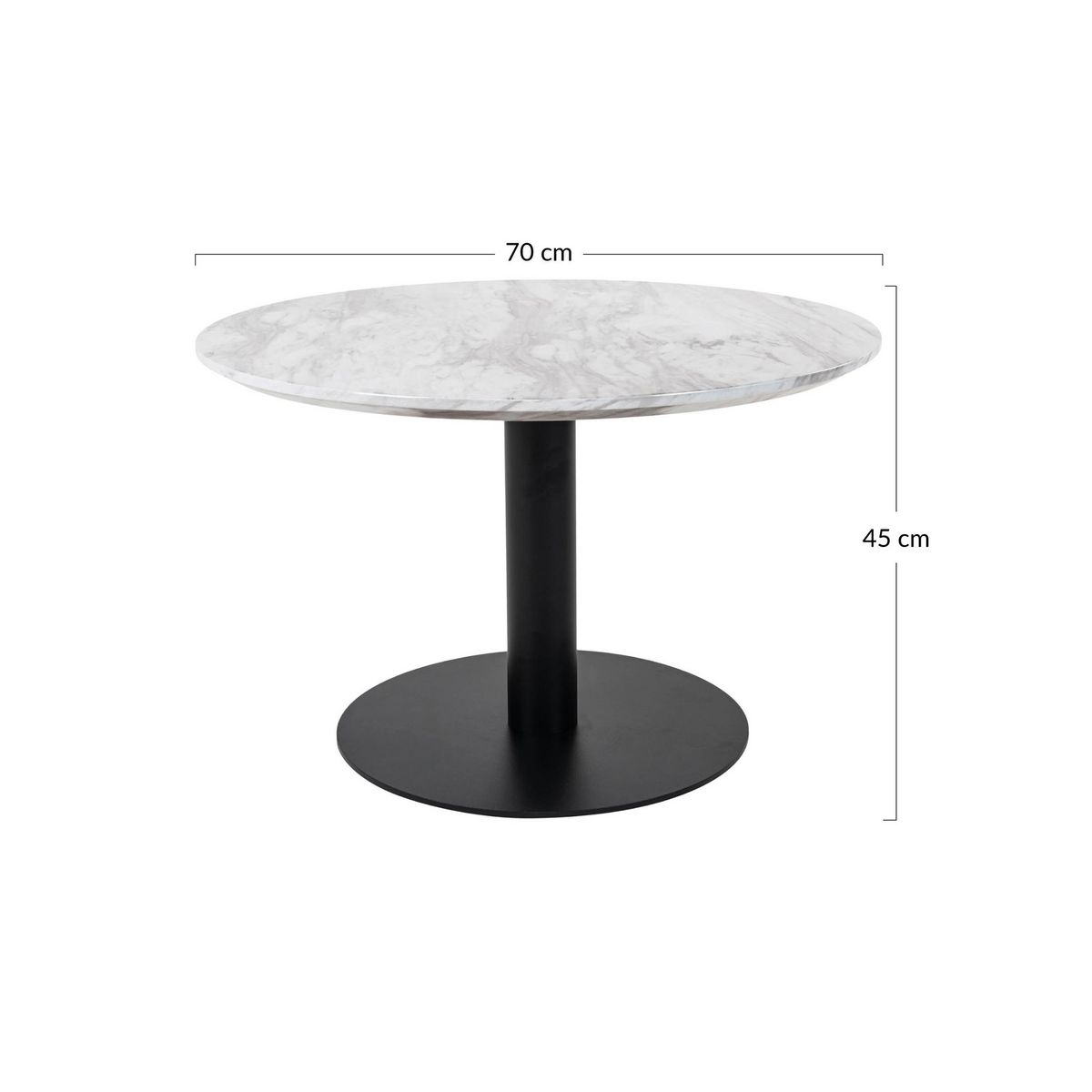 LISA DESIGN Valverde - table basse ronde - effet marbre - noir - 70 cm
