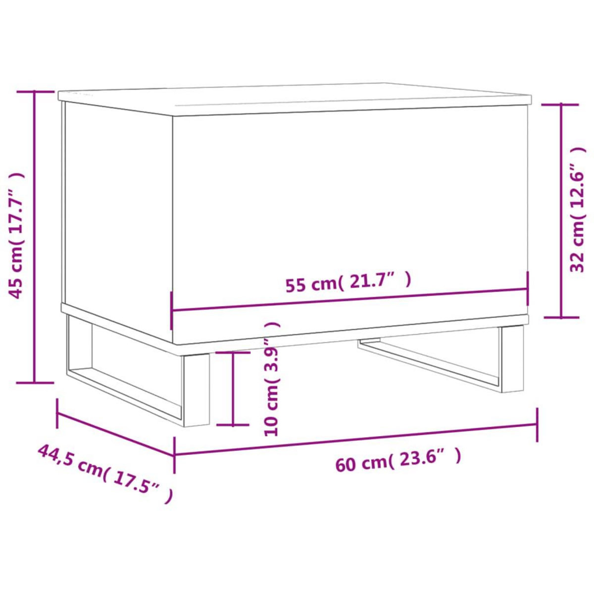 VIDAXL Table basse Gris beton 60x44,5x45 cm Bois d'ingenierie
