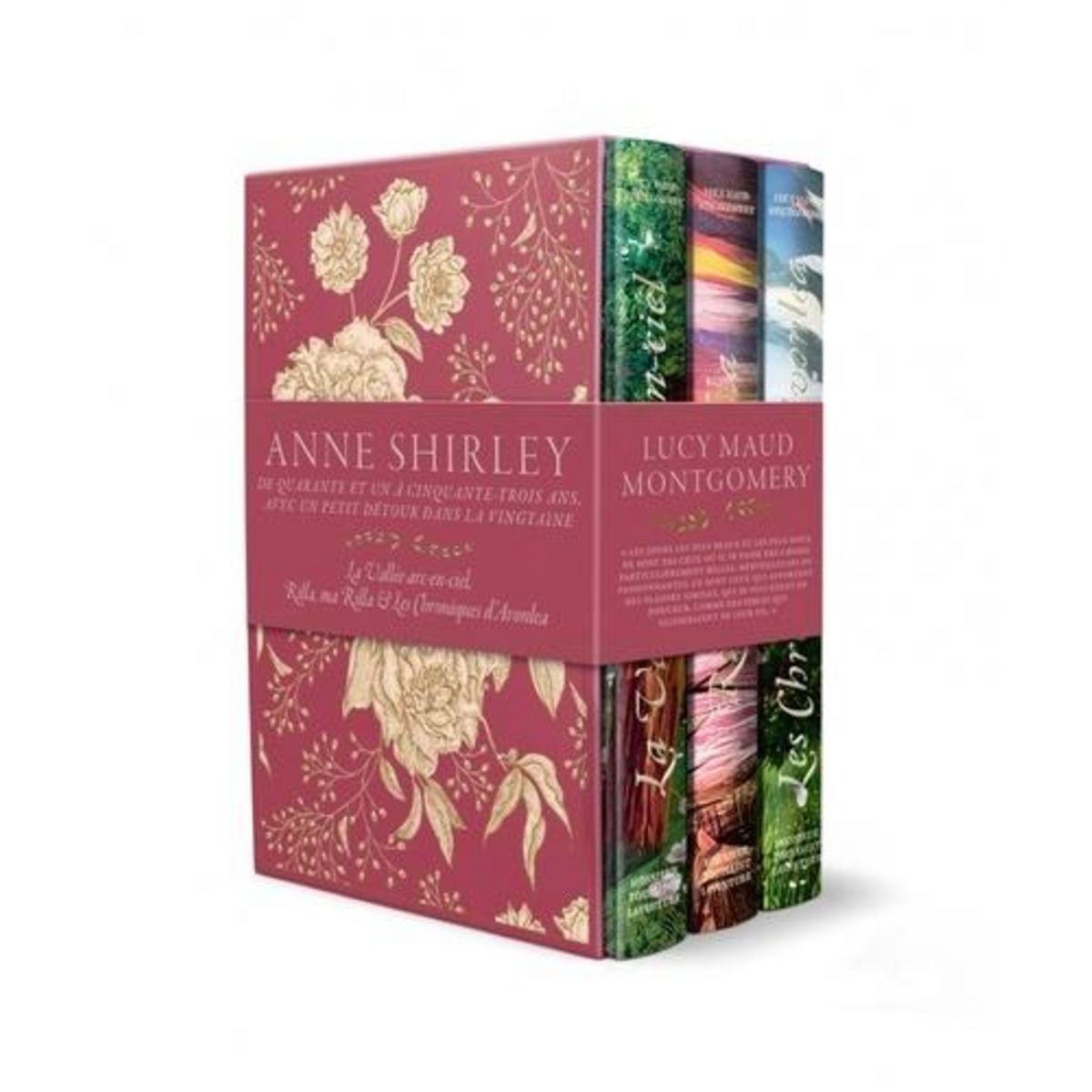 ANNE SHIRLEY DE QUARANTE ET UN A CINQUANTE-TROIS ANS, AVEC UN PETIT DETOUR DANS LA VINGTAINE. COFFRET EN 3 VOLUMES : TOME 7, LA VALLEE ARC-EN-CIEL ; TOME 8, RILLA, MA RILLA ; TOME 9, LES CHRONIQUES D'AVONLEA, Montgomery Lucy Maud