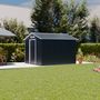 Voir la diapositive 2 : SWEEEK Abri de jardin en métal - Calaisis - 7.06m² gris anthracite et blanc - Cabane à outils avec deux portes coulissantes. kit de fixation sol inclus. maison de rangement. remise
