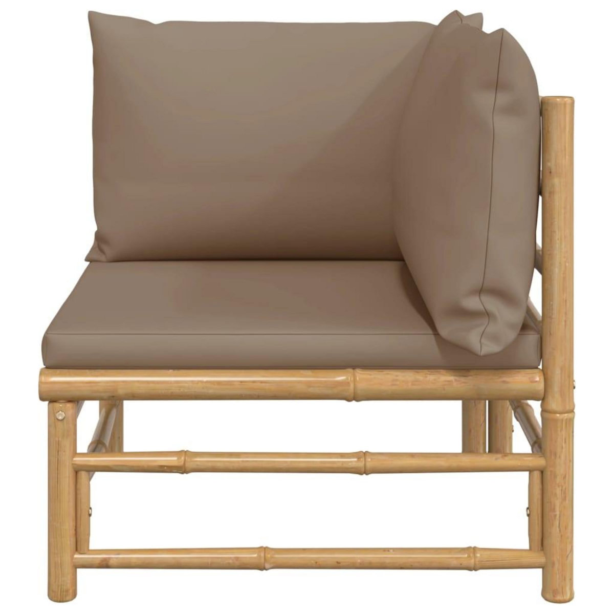 VIDAXL Canape d'angle de jardin avec coussins taupe bambou