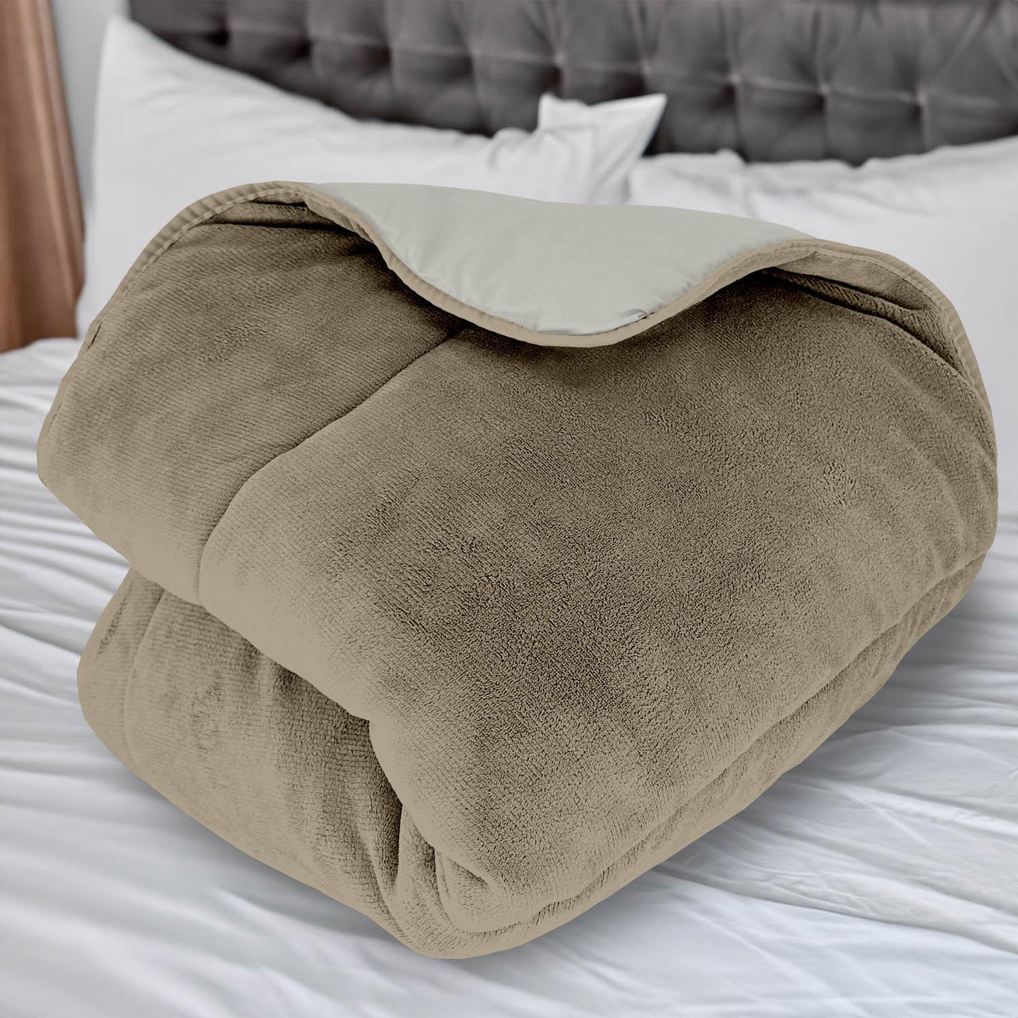 Intemporel Couette doublée polaire microfibre bicolore, par soleil d'ocre