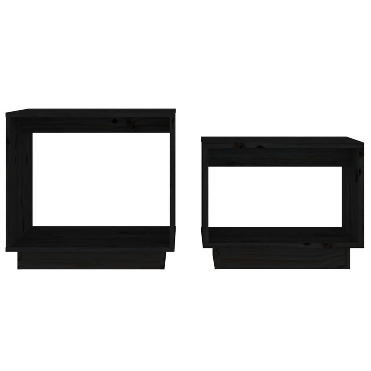 VIDAXL Tables basses gigognes 2 pcs Noir Bois de pin massif