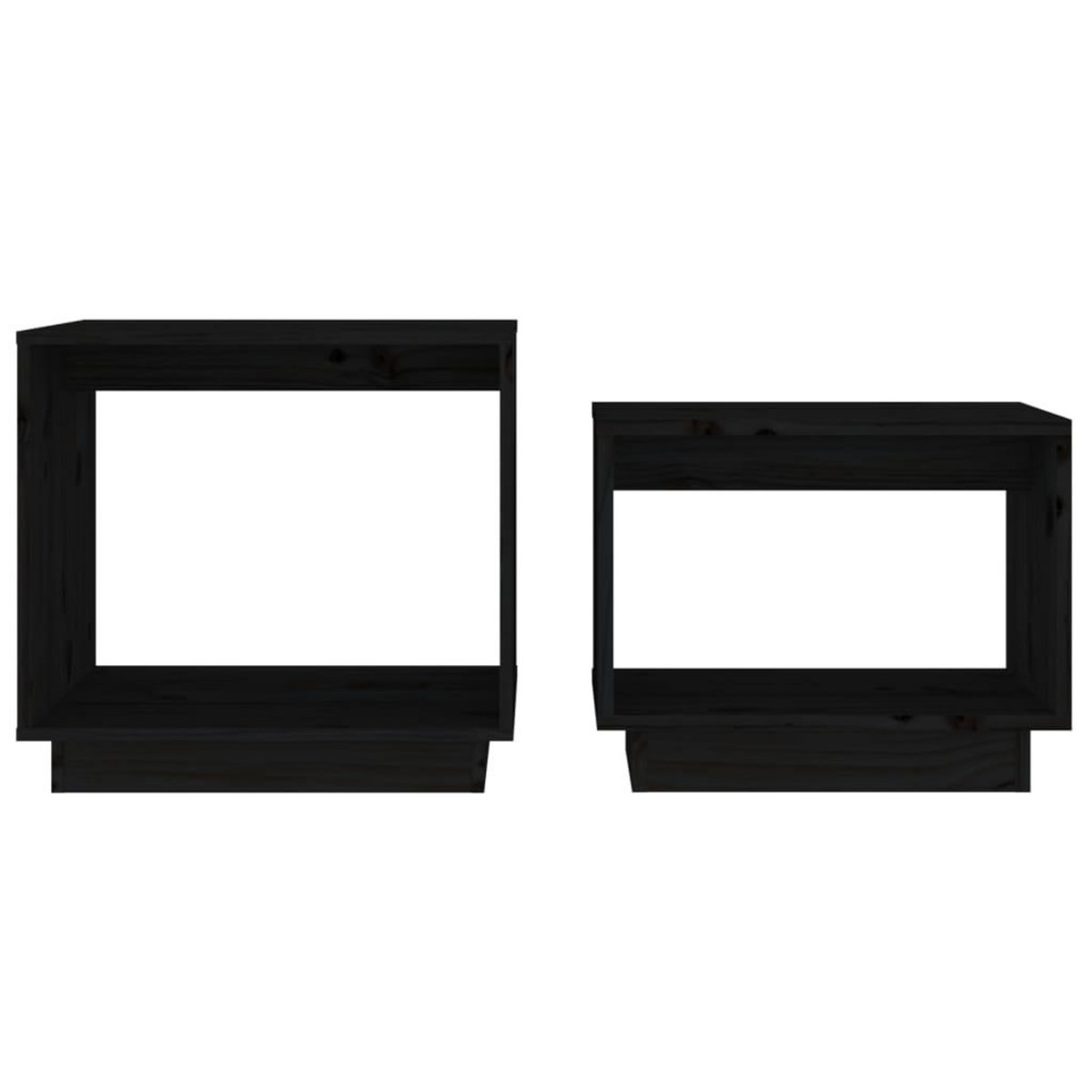 VIDAXL Tables basses gigognes 2 pcs Noir Bois de pin massif