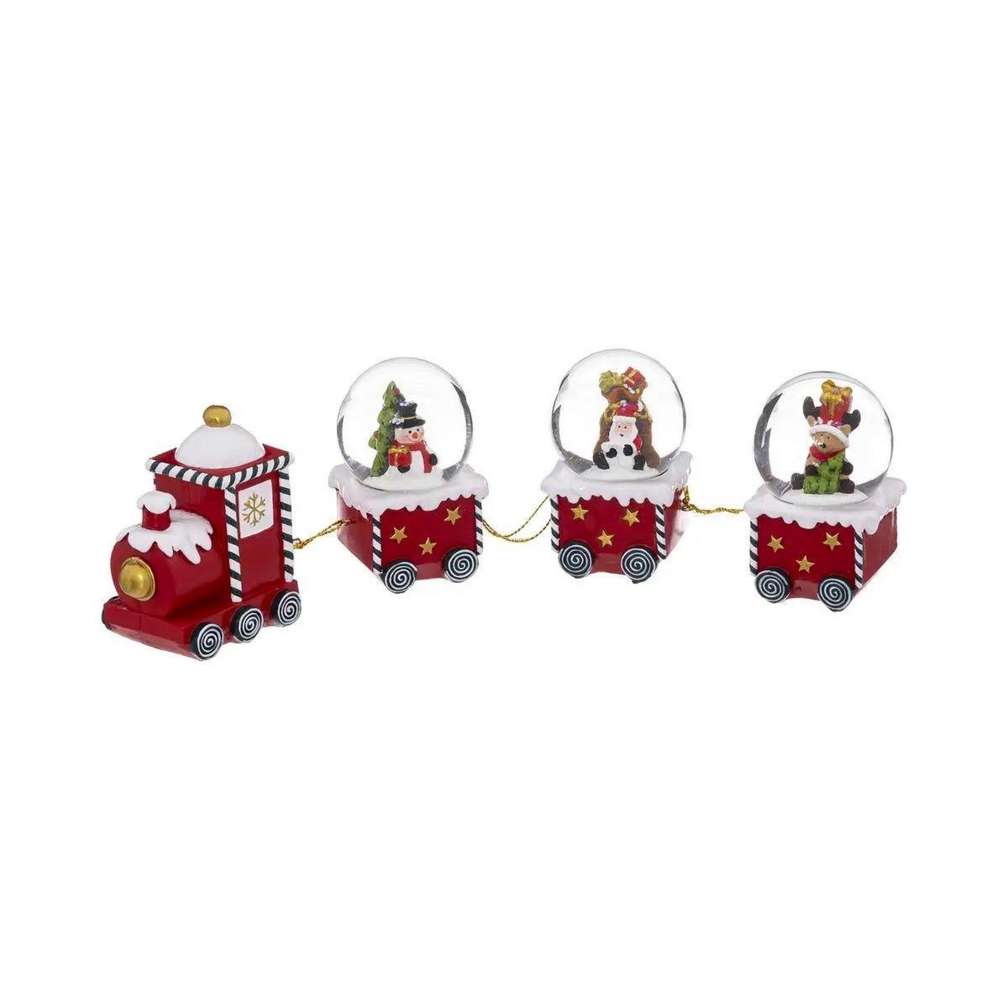 Voir la diapositive 2 : ATMOSPHERA Lot de 3 Boules à Neige Noël  Train  20cm Rouge