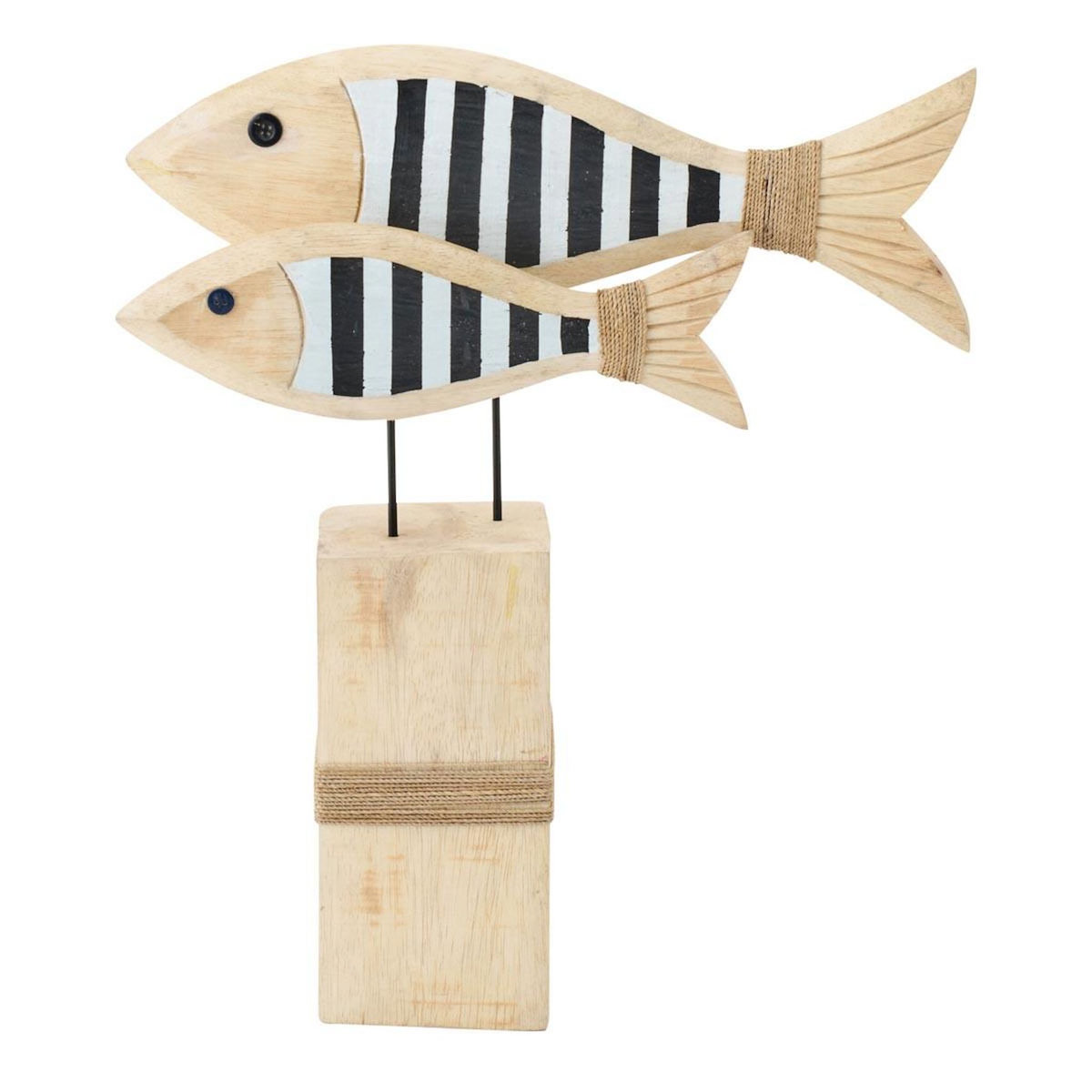 Paris Prix Poissons Déco sur Pied  Rayé  45cm Naturel & Noir
