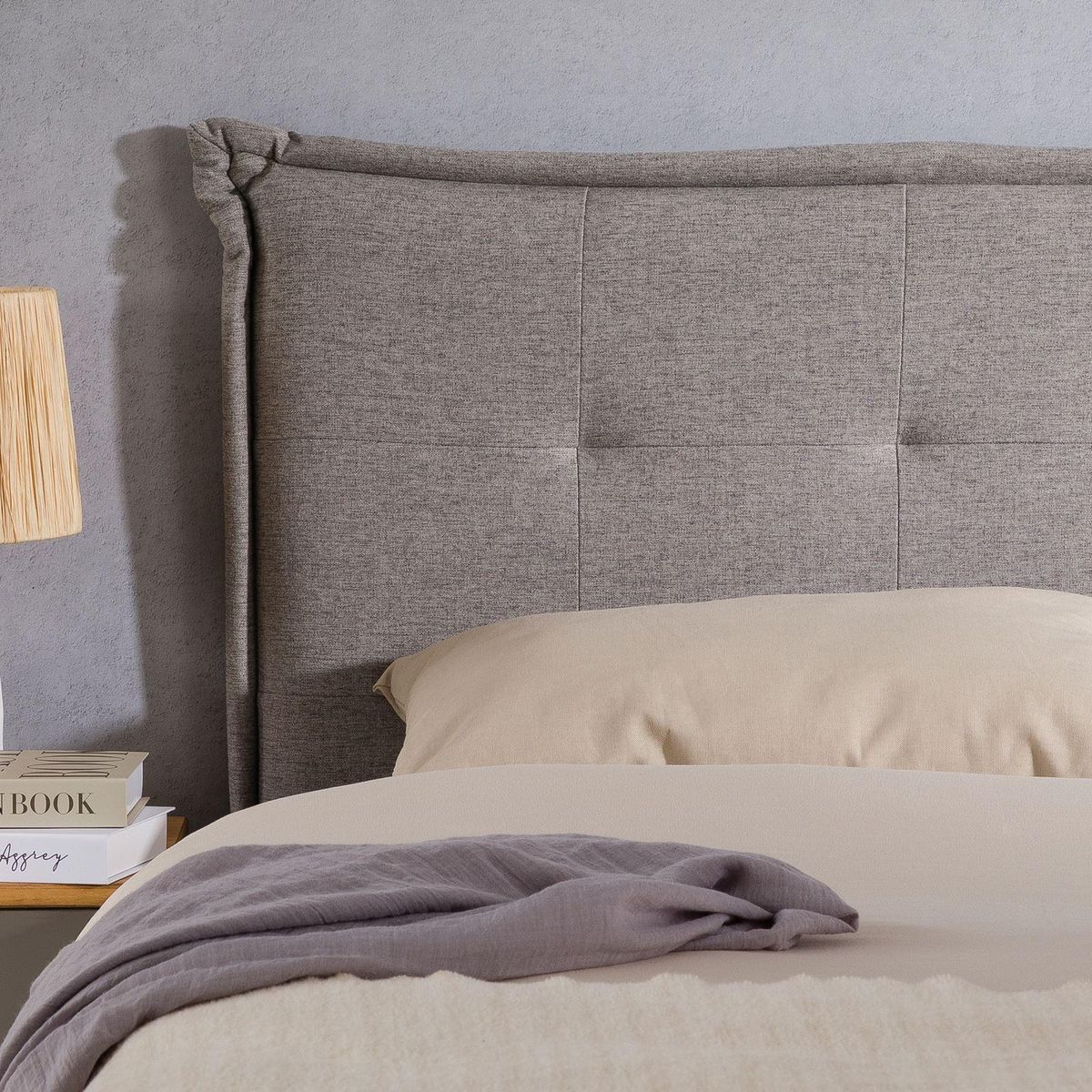 IDIMEX Tête de lit EBEYA 120 capitonnée sur pieds, en tissu