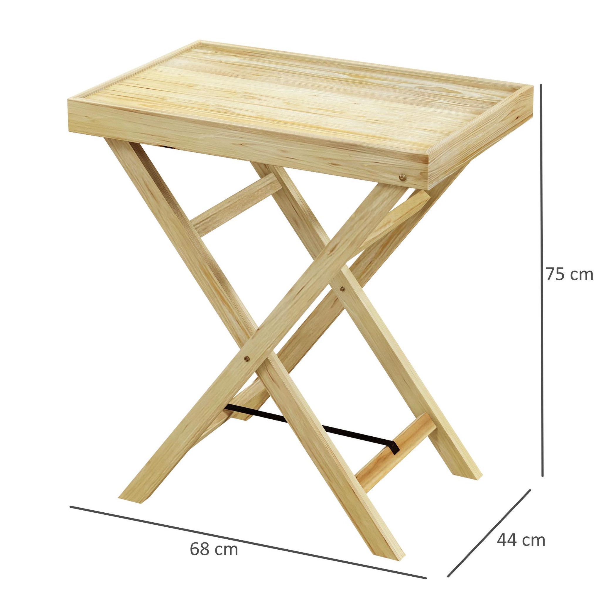 Voir la diapositive 3 : OUTSUNNY Table de jardin style naturel cosy - dim. 68L x 44l x 75H cm - bois sapin verni