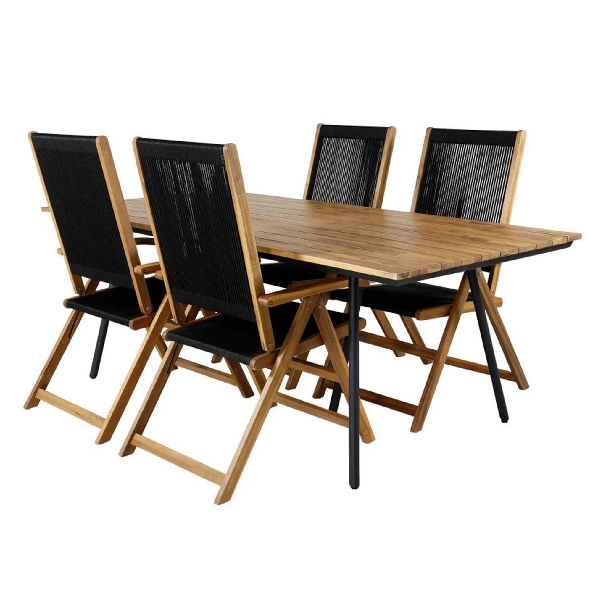 Paris Prix Ensemble table de jardin & 4 chaises  chan & little john  200cm naturel & noir