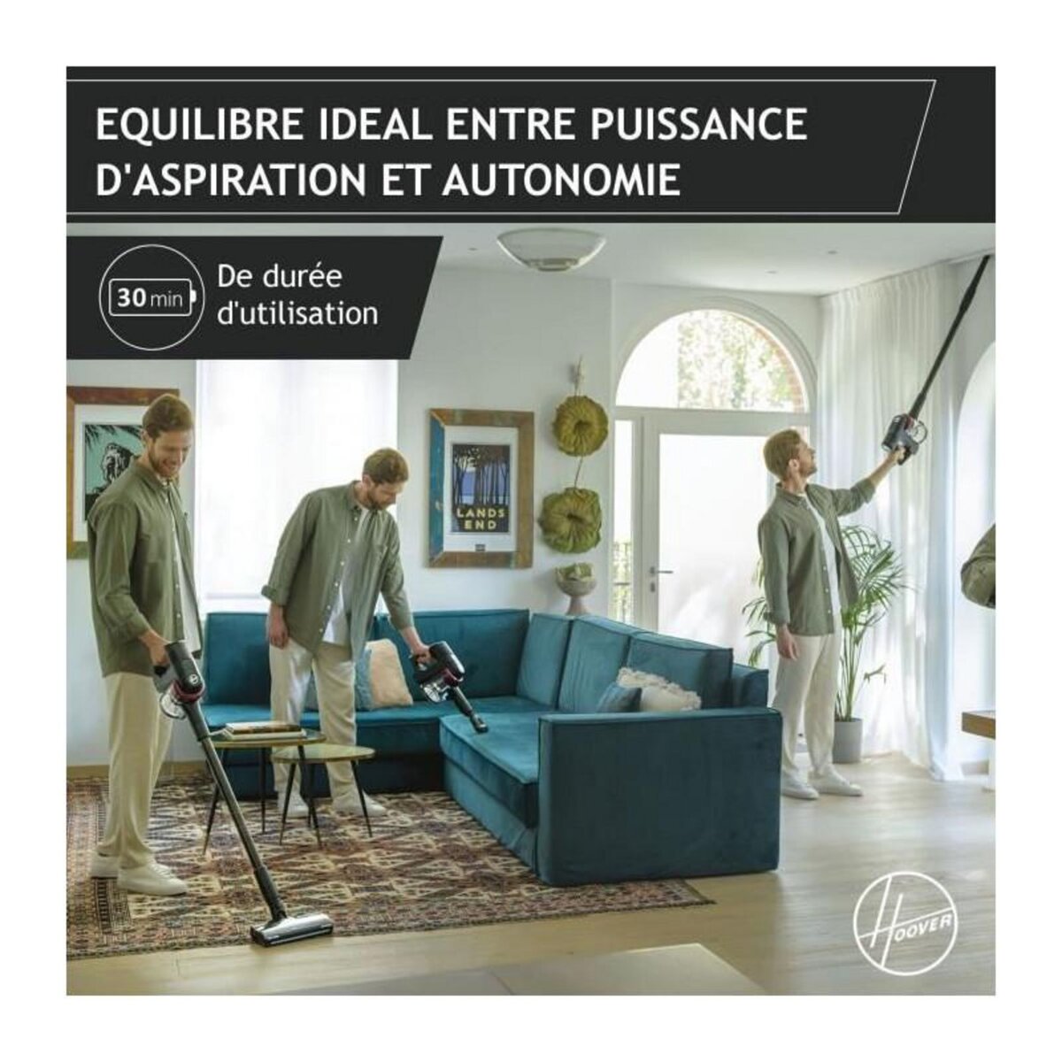 HOOVER Aspirateur Balai sans Fil - HOOVER HF410H - 190 W - Autonomie : 30 min - 0,7 L