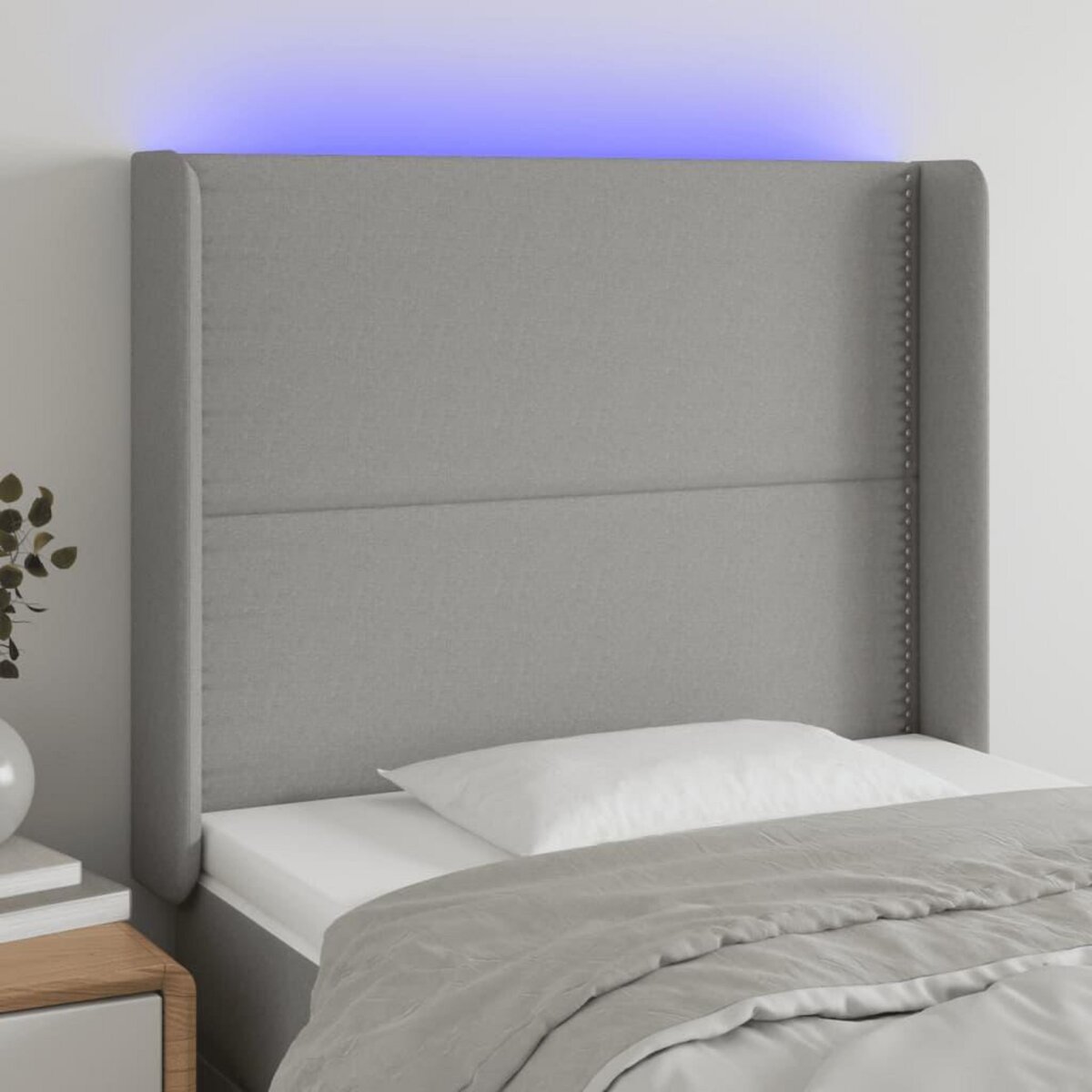 VIDAXL Tete de lit a LED Gris clair 103x16x118/128 cm Tissu