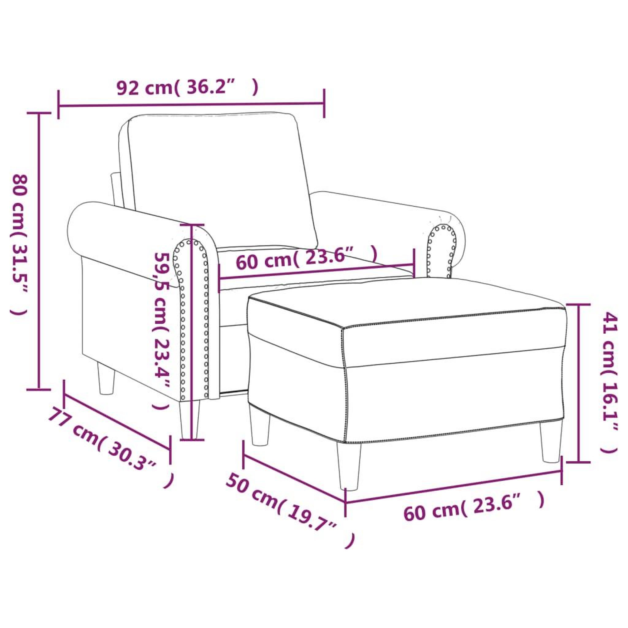 Voir la diapositive 6 : VIDAXL Fauteuil avec repose-pied Rouge bordeaux 60 cm Similicuir