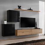 Paris Prix Ensemble Meuble TV  Switch Lamel V  250cm Naturel & Noir