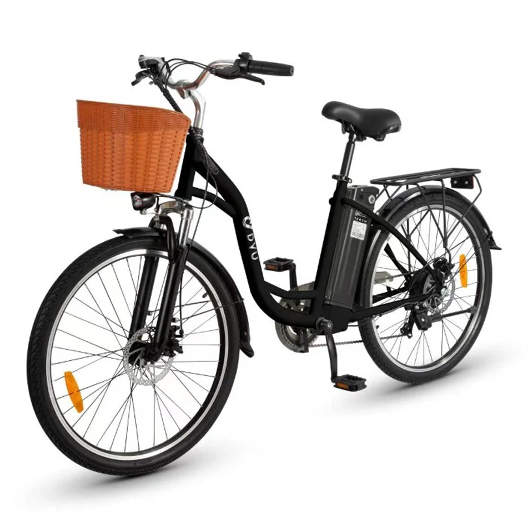 Voir la diapositive 1 : DYU Vélo électrique rétro DYU C6, 250 W, 36 V, 12,5 Ah, avec panier et porte-bagages arrière