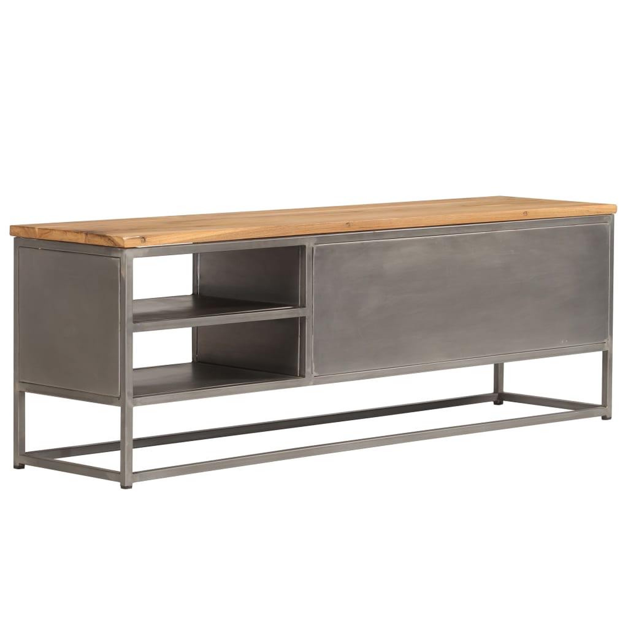 Voir la diapositive 3 : VIDAXL Meuble tv teck recycle et acier 120x30x40 cm