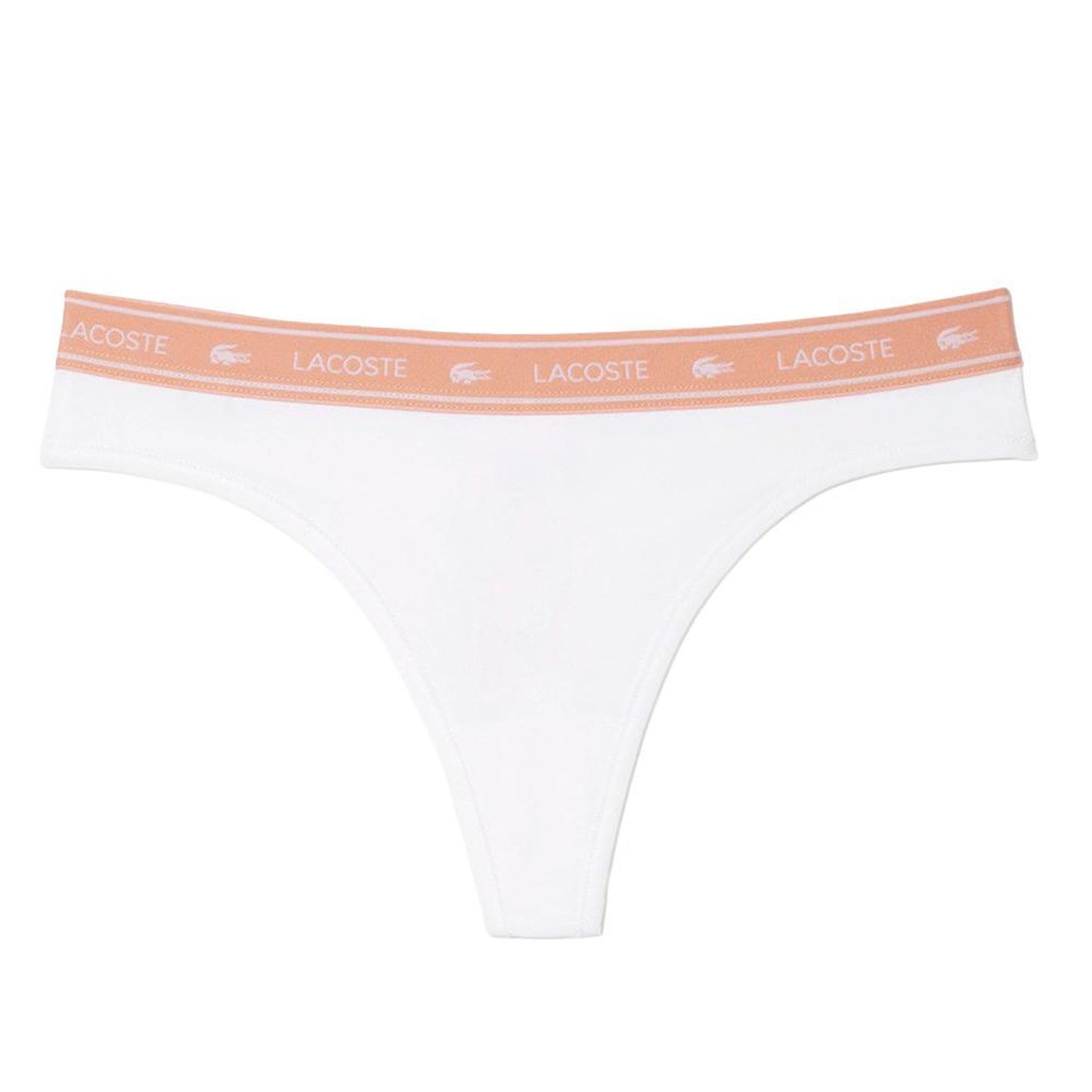 Voir la diapositive 1 : Lacoste Tanga Blanc/Rose Femme Lacoste More
