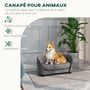 Voir la diapositive 6 : PAWHUT Canapé pour chien design - coussin déhoussable - dim. 67L x 43l x 31H cm - velours gris
