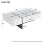 Voir la diapositive 4 : MERAX Table Basse Brillante Avec LED Et 3 Tiroirs, Placage Marbre, Blanc 105*60*35cm