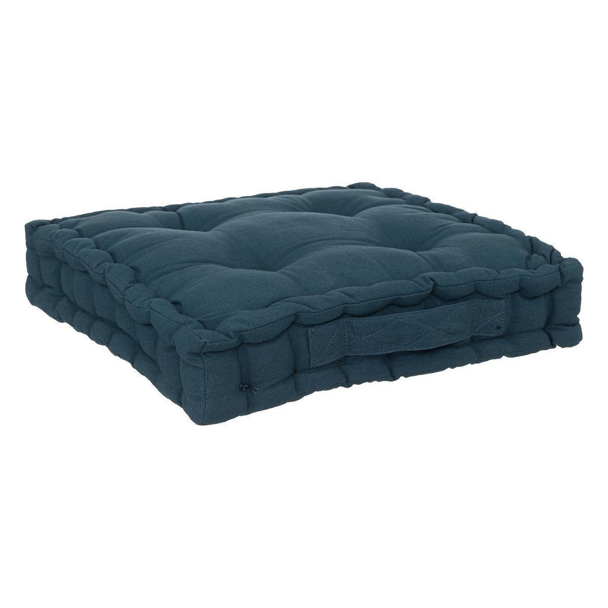 Voir la diapositive 2 : ATMOSPHERA Coussin de sol  dorian  40x40cm bleu égéen