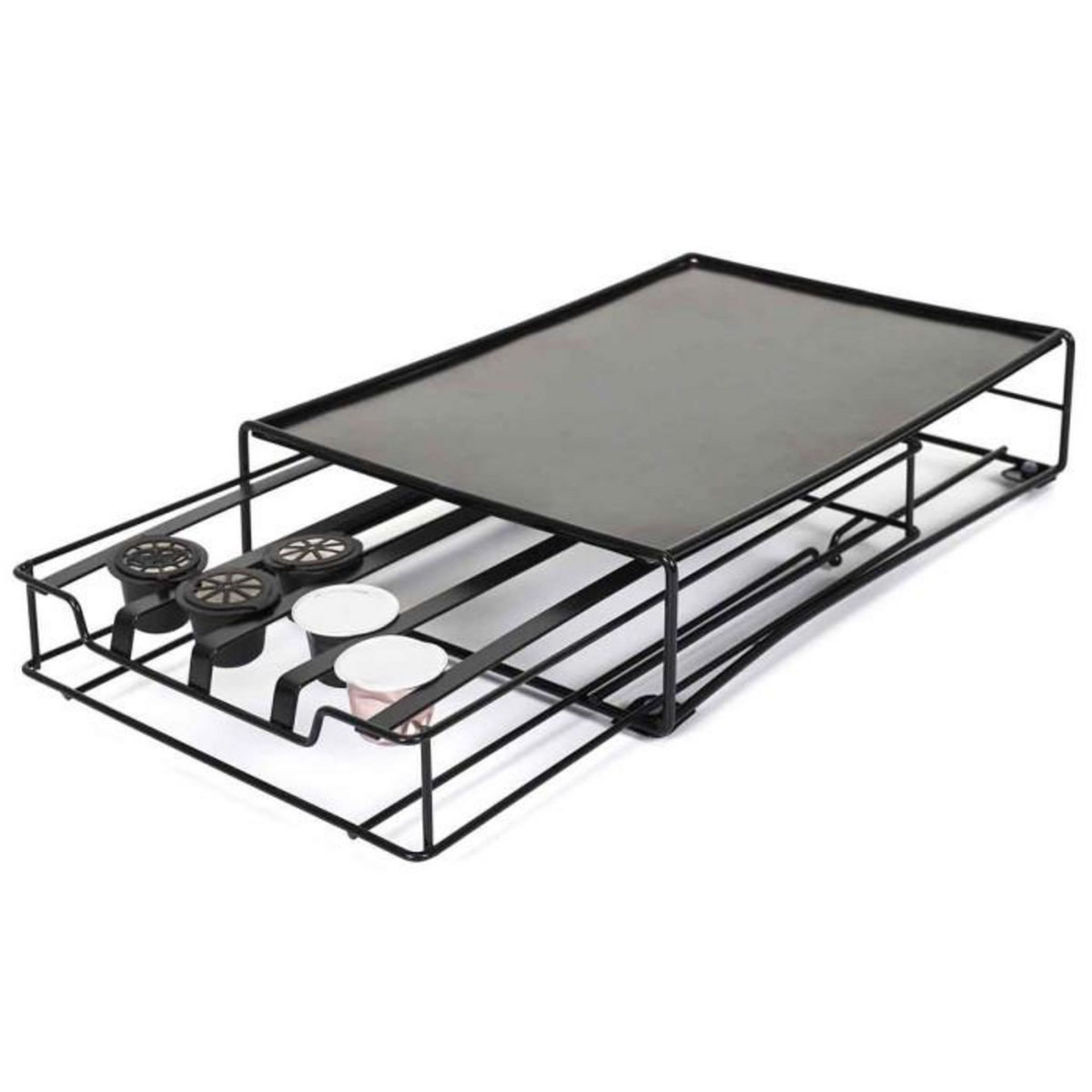 Paris Prix Tiroir Porte-Capsules Métal  Espresso  31cm Noir