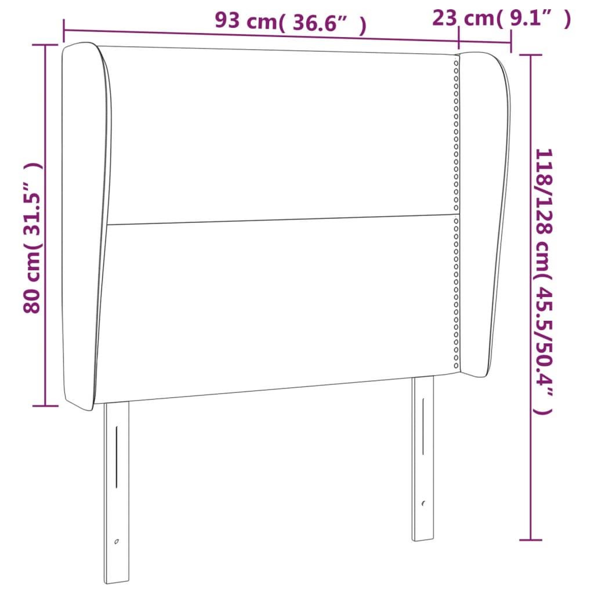 Voir la diapositive 6 : VIDAXL Tete de lit avec oreilles Marron fonce 93x23x118/128 cm Tissu