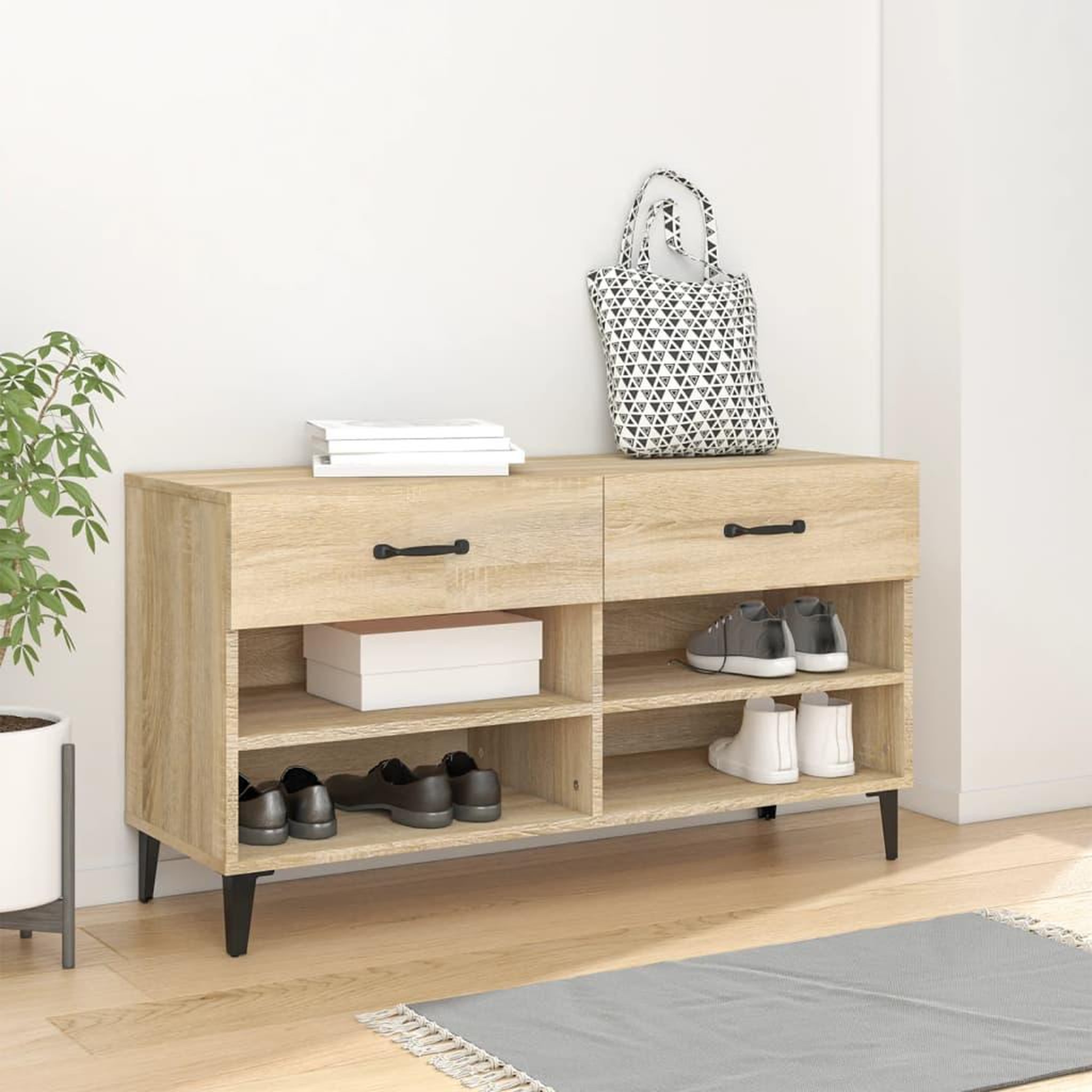 Voir la diapositive 1 : VIDAXL Armoire a chaussures Chene sonoma 102x35x55cm Bois d'ingenierie