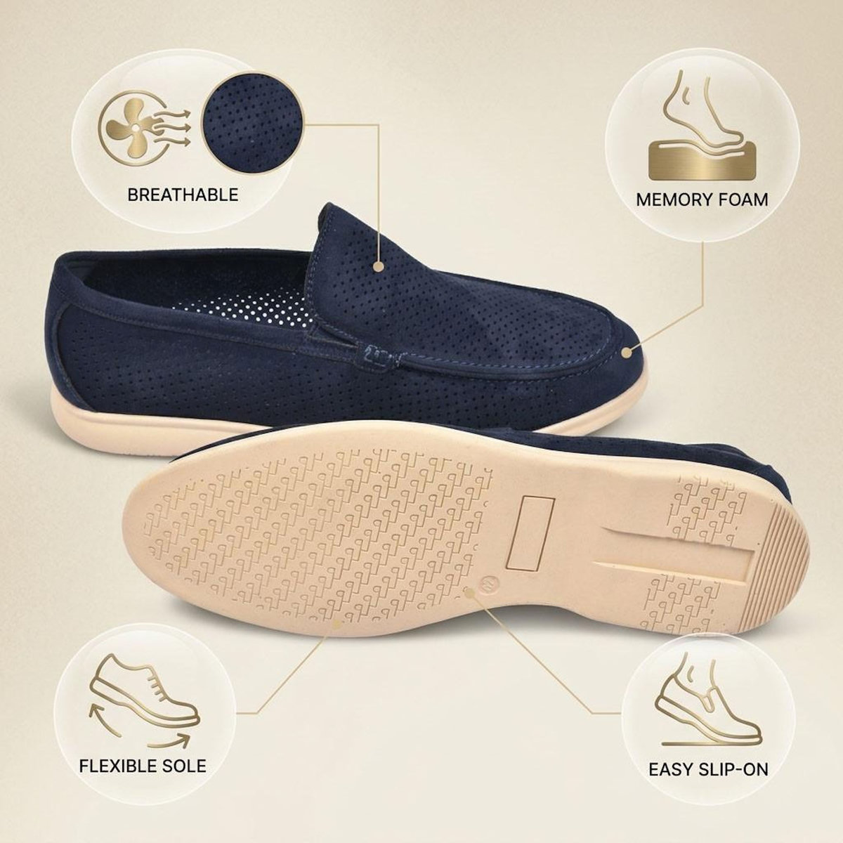 OZABI OZABI Mocassins Homme Microperfores Premium Slip On Confort 40-45