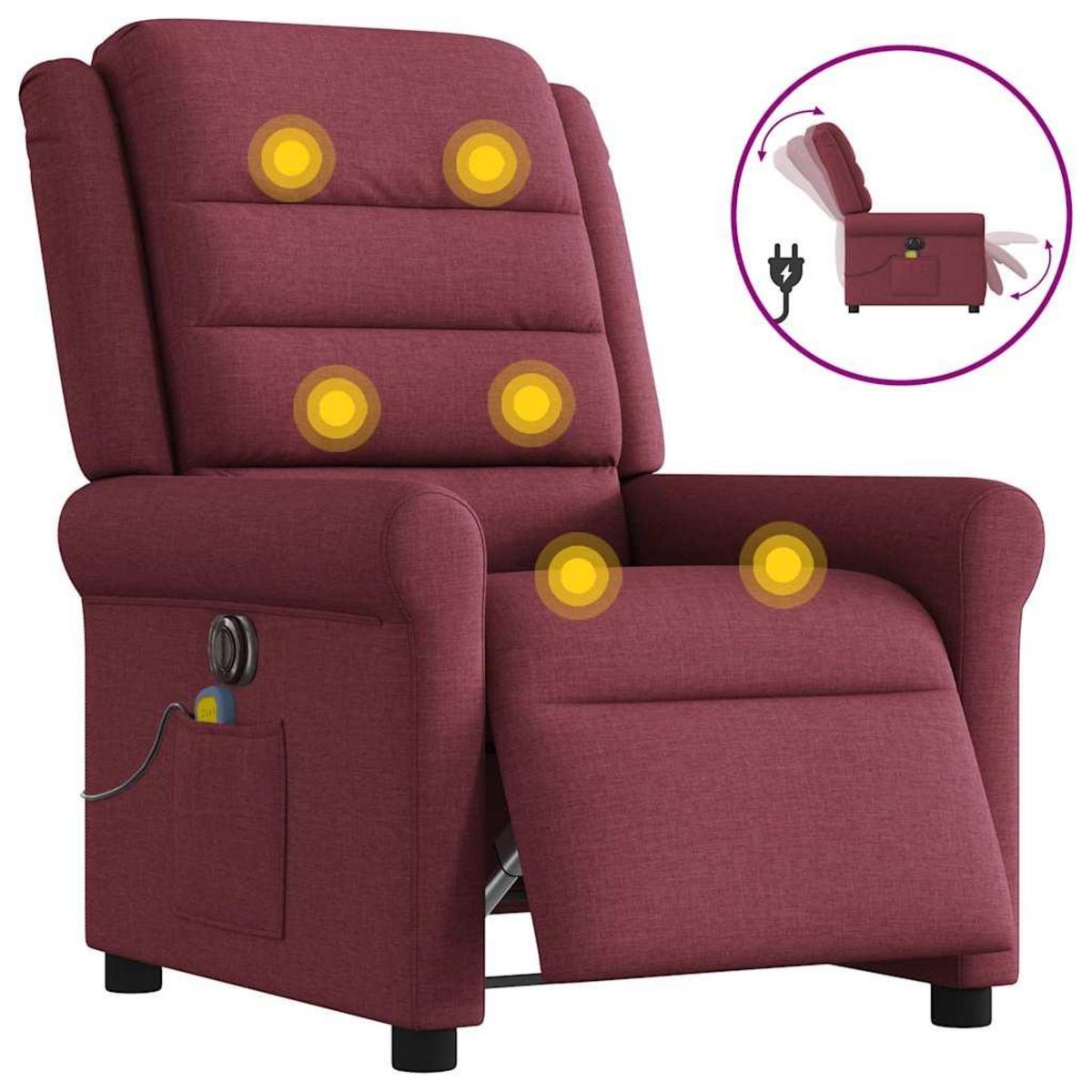 VIDAXL Fauteuil de massage inclinable electrique Rouge bordeaux Tissu