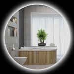 KLEANKIN Miroir rond lumineux LED réglable de salle de bain dia. 80 cm interrupteur tactile fonction antibuée gris