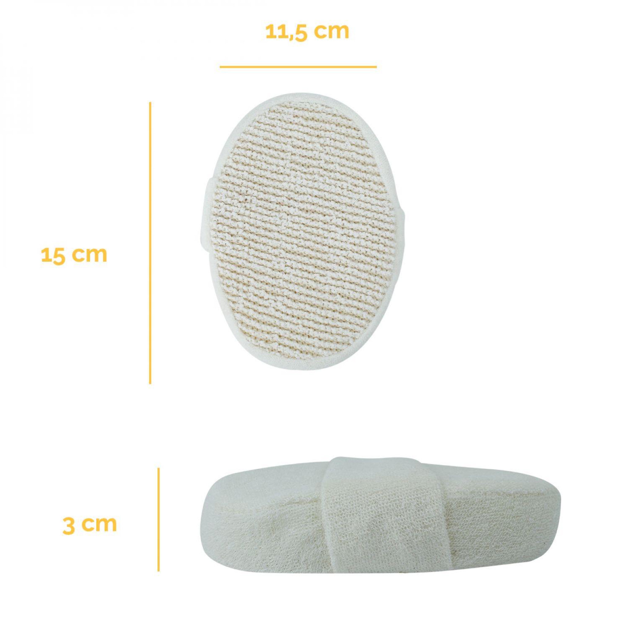 Voir la diapositive 2 : VIVEZEN Éponge exfoliante en fibre de bambou 15 x 10,5 x 3 cm avec poignée de maintien