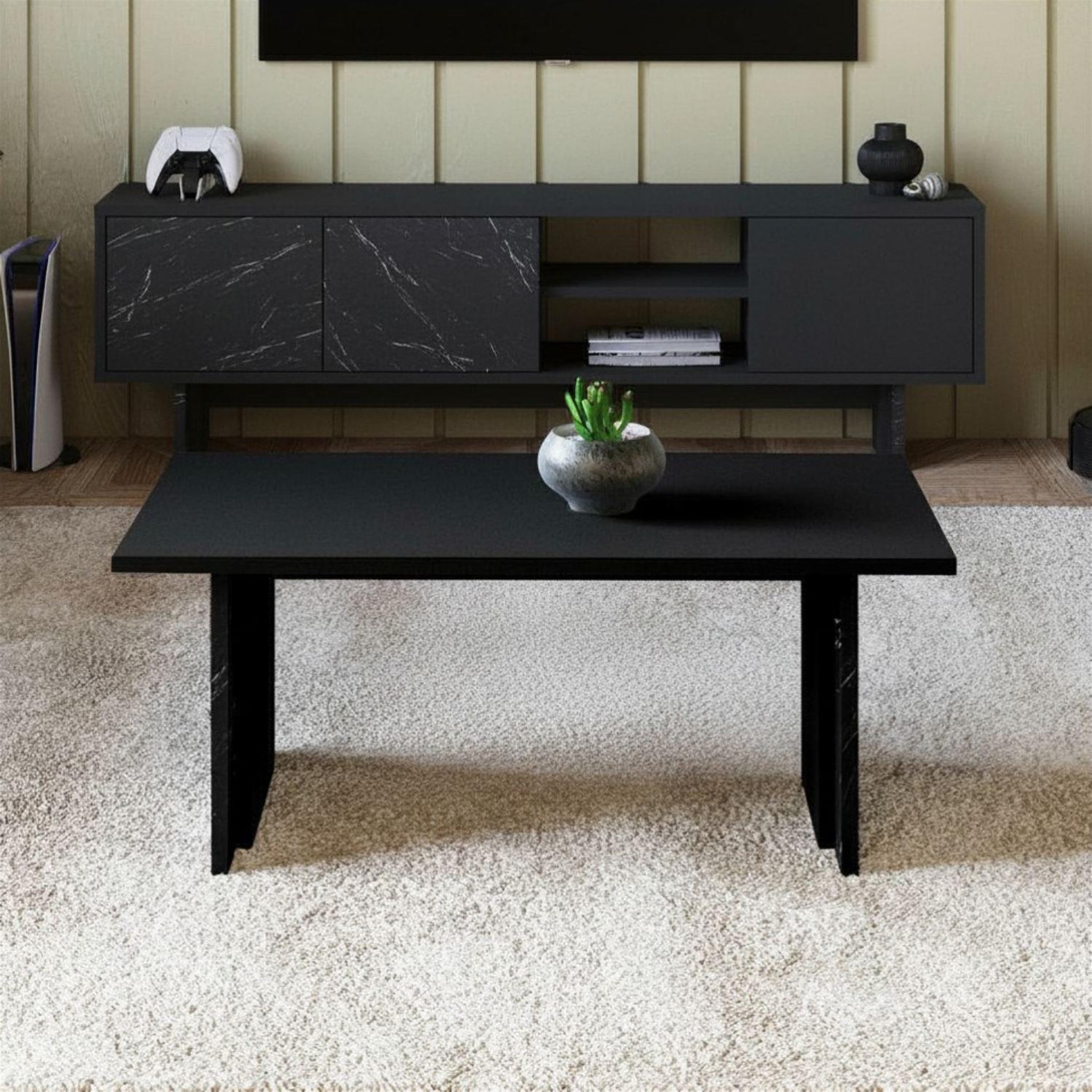 Voir la diapositive 3 : Habitat et Jardin Table basse en bois  ravello  - 90 x 50 x 40 cm - noir