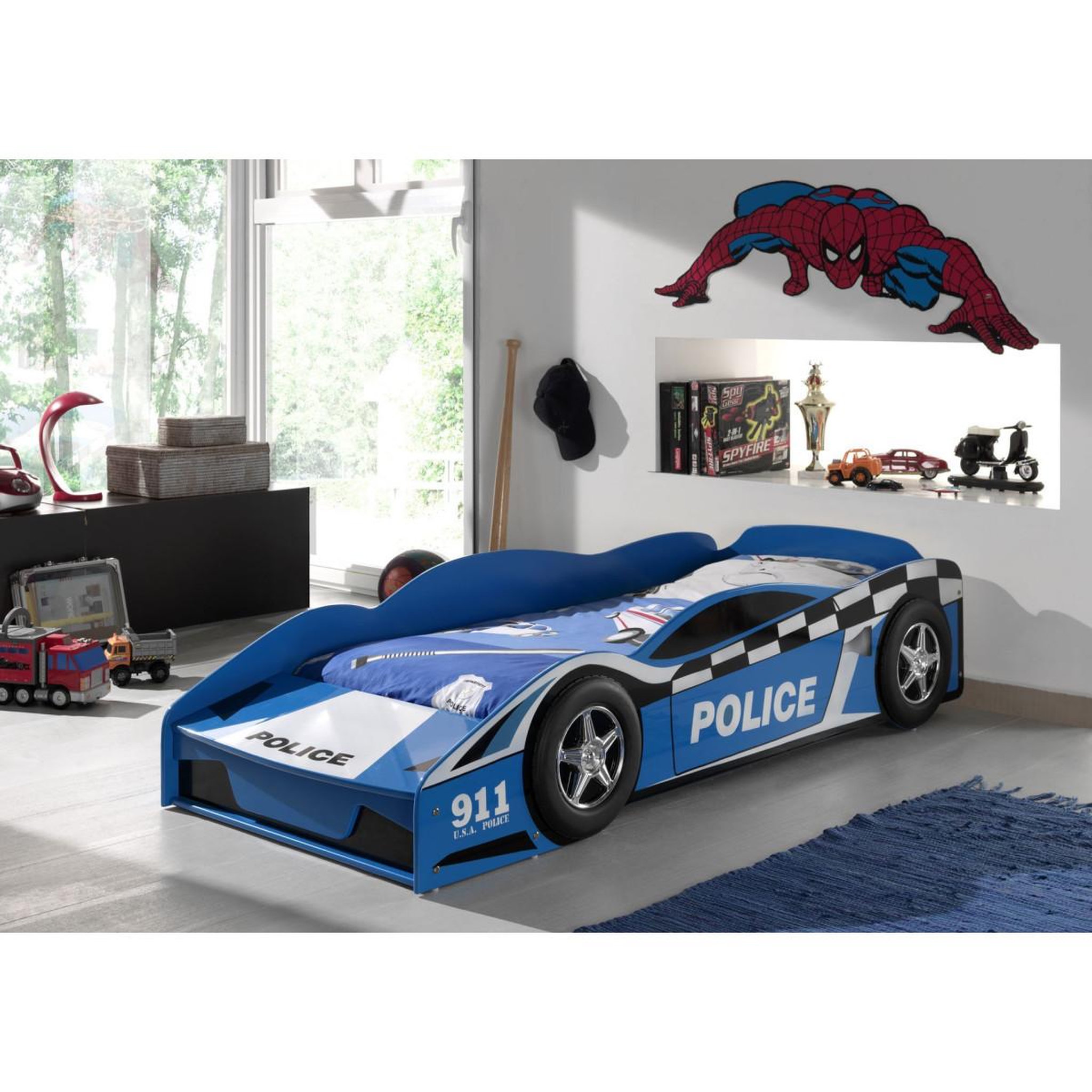 Voir la diapositive 3 : Paris Prix Pack - Lit Enfant & Matelas  Police  70x140cm Bleu