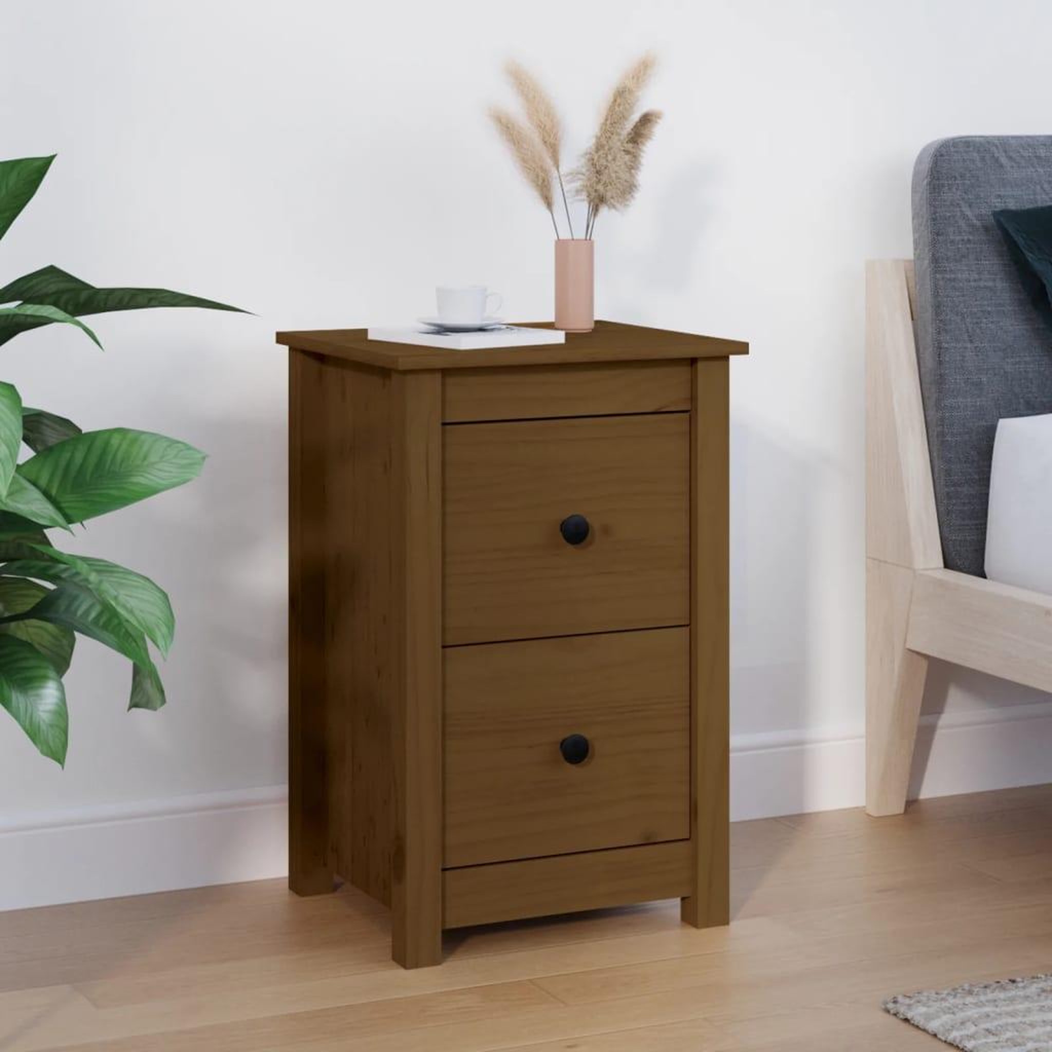 Voir la diapositive 1 : VIDAXL Table de chevet Marron miel 40x35x61,5 cm Bois de pin solide