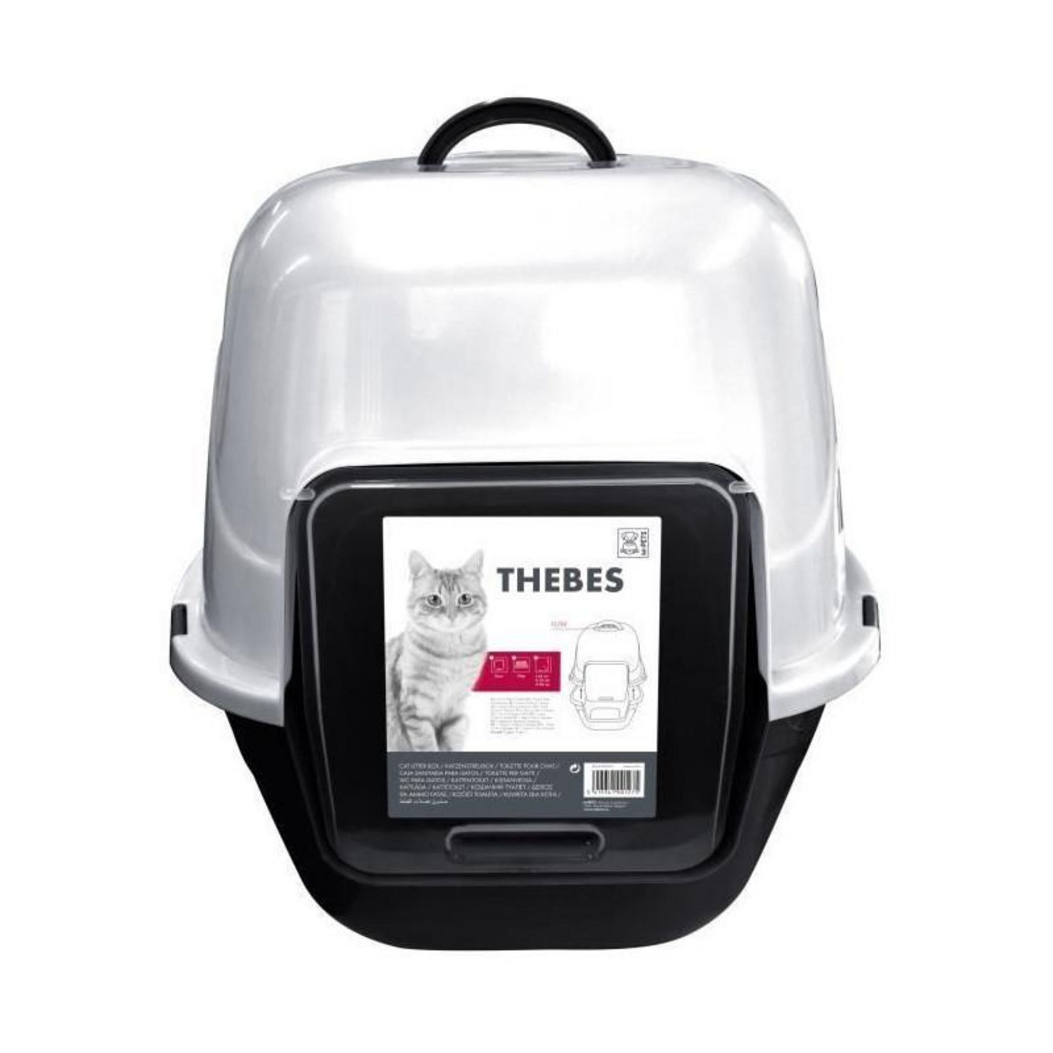M PETS MPETS Maison De Toilette Thebes - 62x53x58 Cm - Noir Et Blanc Pour Chat