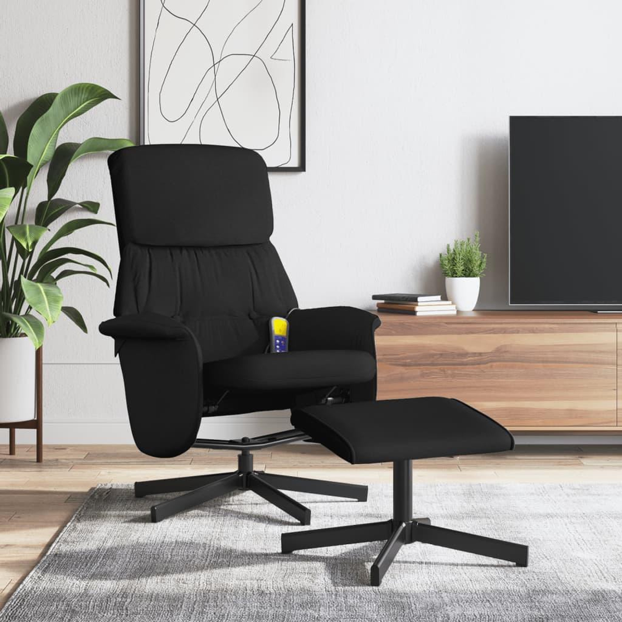 VIDAXL Fauteuil de massage inclinable avec repose-pied noir tissu