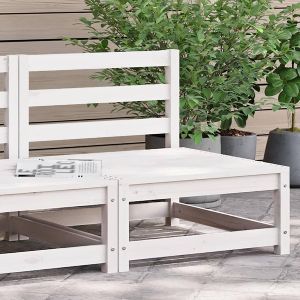 VIDAXL Canape de jardin sans accoudoirs blanc bois de pin massif