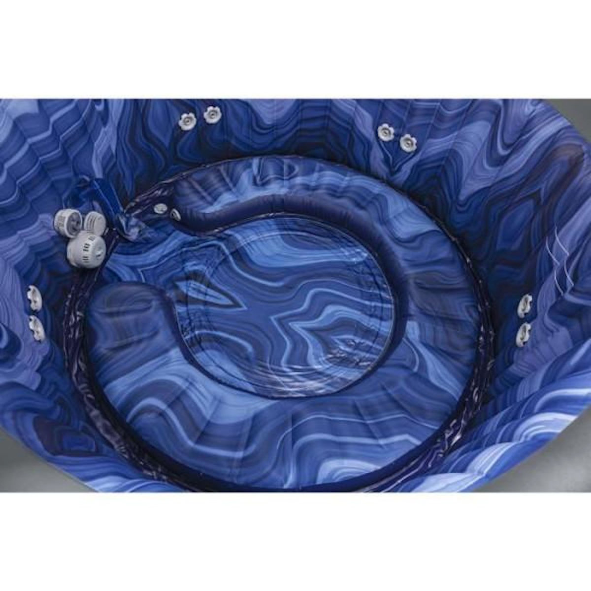 BESTWAY Spa gonflable BESTWAY - Lay-Z-Spa Santorini - 5 a 7 places -Rond (Livré avec 5 appuie-tete rembourrés + 2 LED a eau ColorJet)