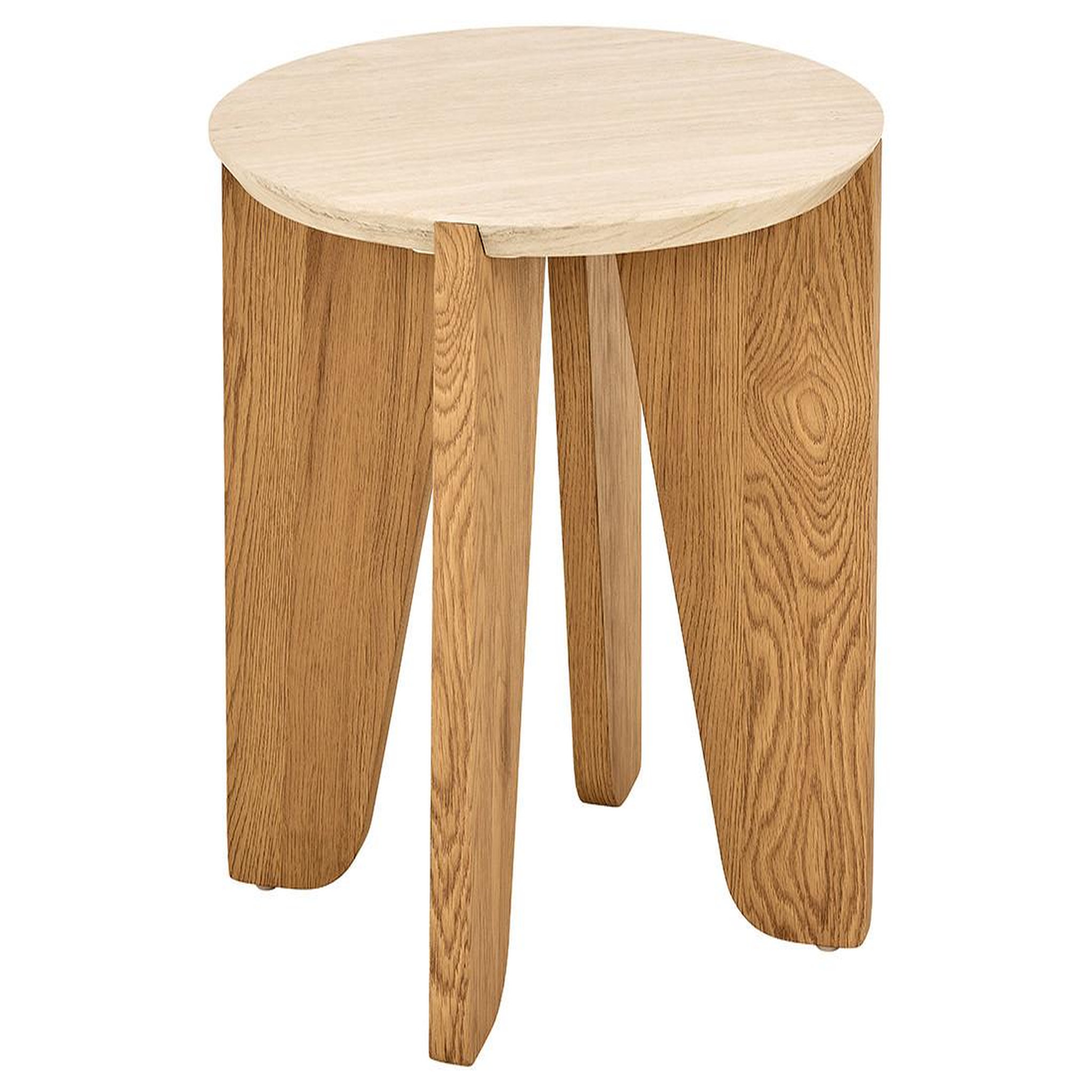 Voir la diapositive 2 : LISA DESIGN Noeva - bout de canapé - pieds en chêne - plateau effet travertin - 50 cm