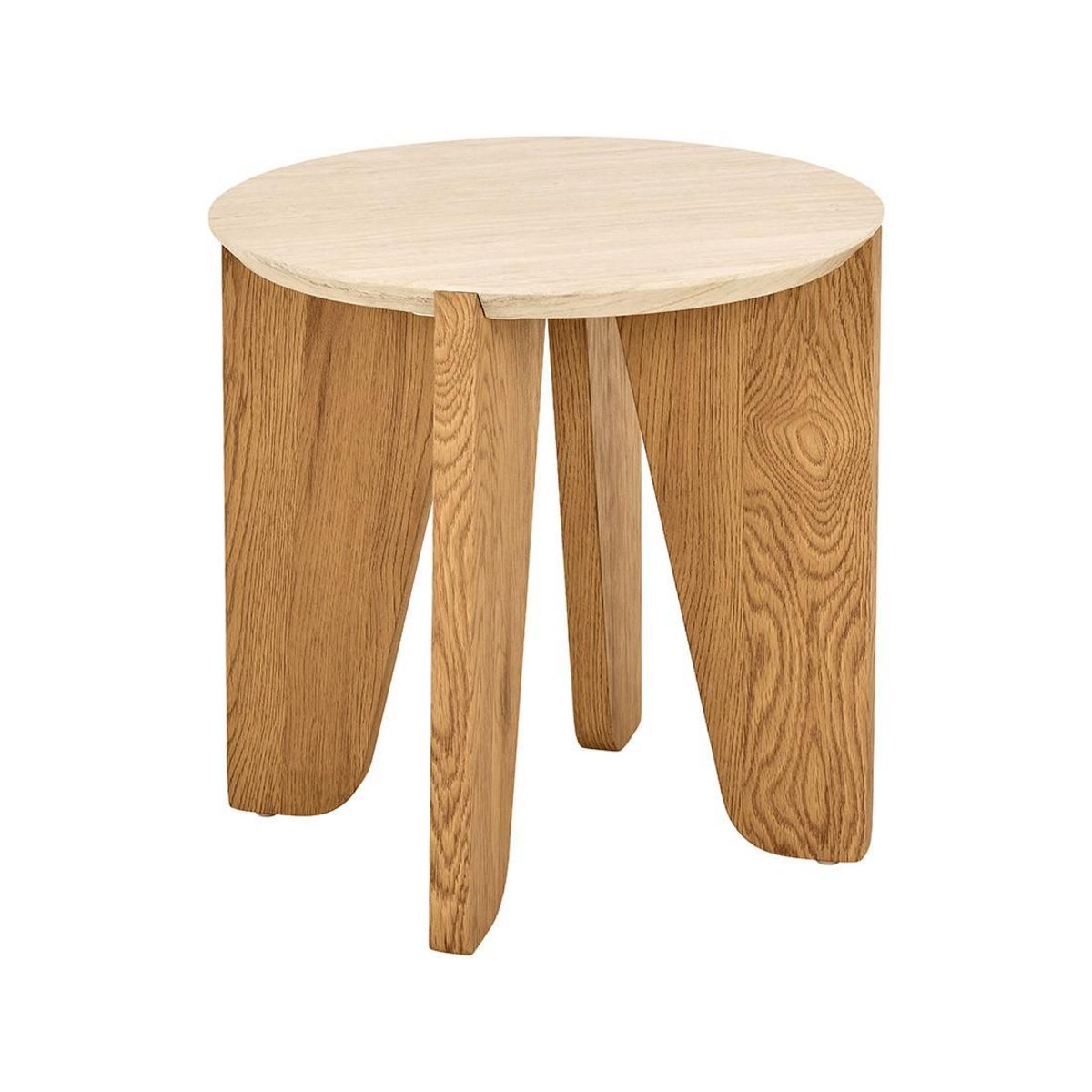 LISA DESIGN Noeva - bout de canapé - pieds en chêne - plateau effet travertin - 50 cm