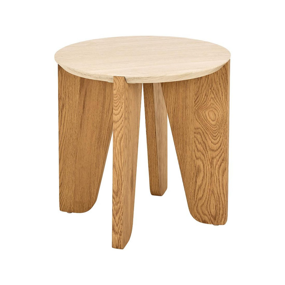 LISA DESIGN Noeva - bout de canapé - pieds en chêne - plateau effet travertin - 50 cm