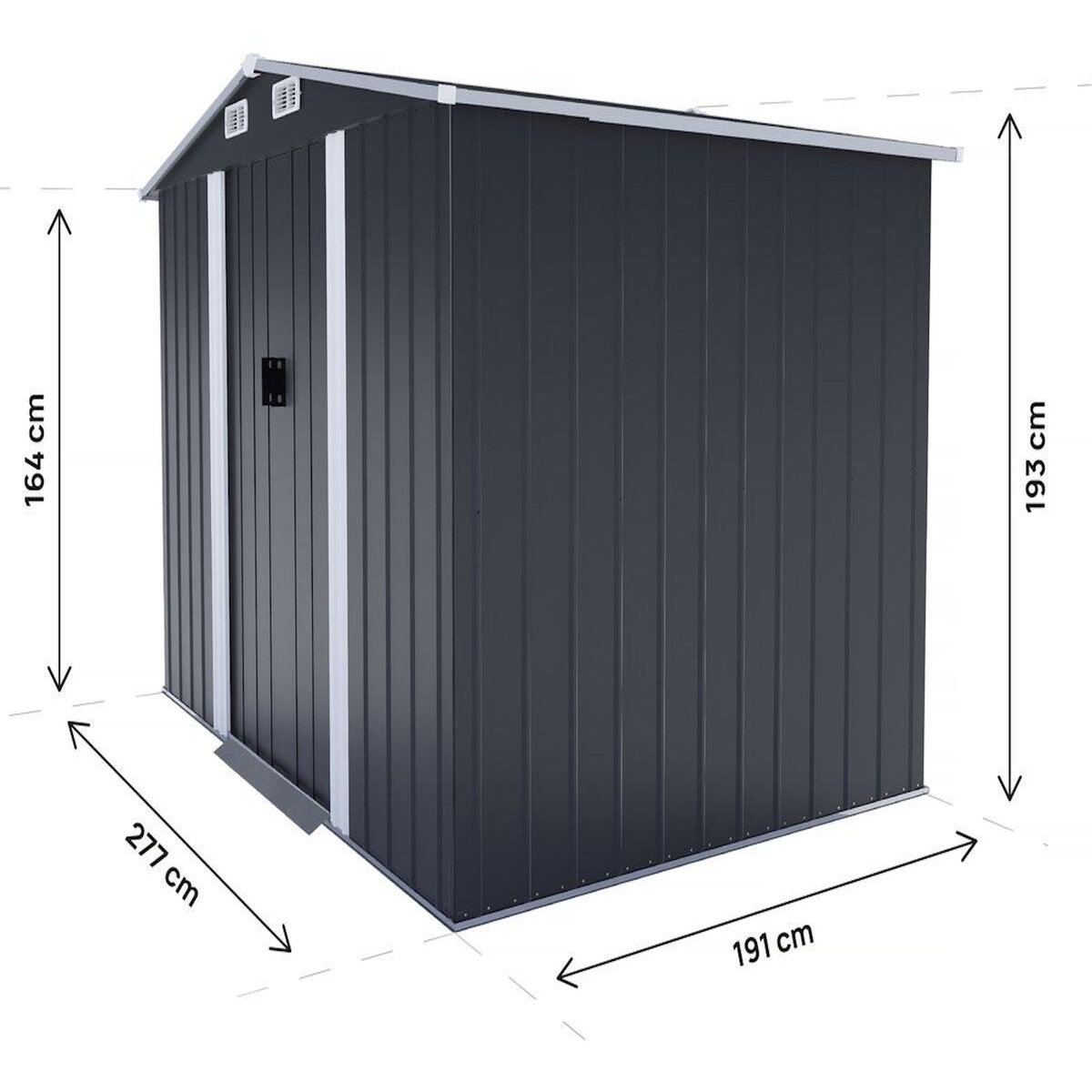 Habitat et Jardin Abri de jardin métal  Boston  - 5,29 m² (4,76 m2 au sol)- Gris